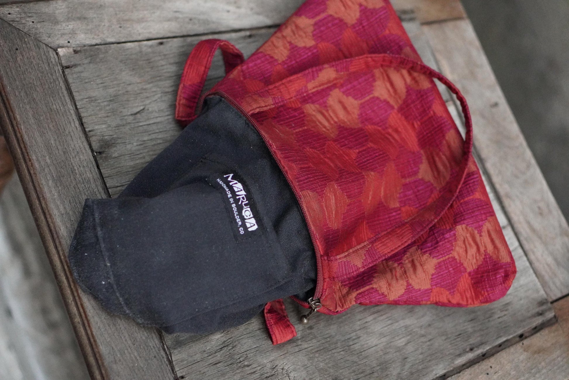 Vintage Maruca Handbag Red Pink Geometric Shoulder Bag Handmade Boulder CO