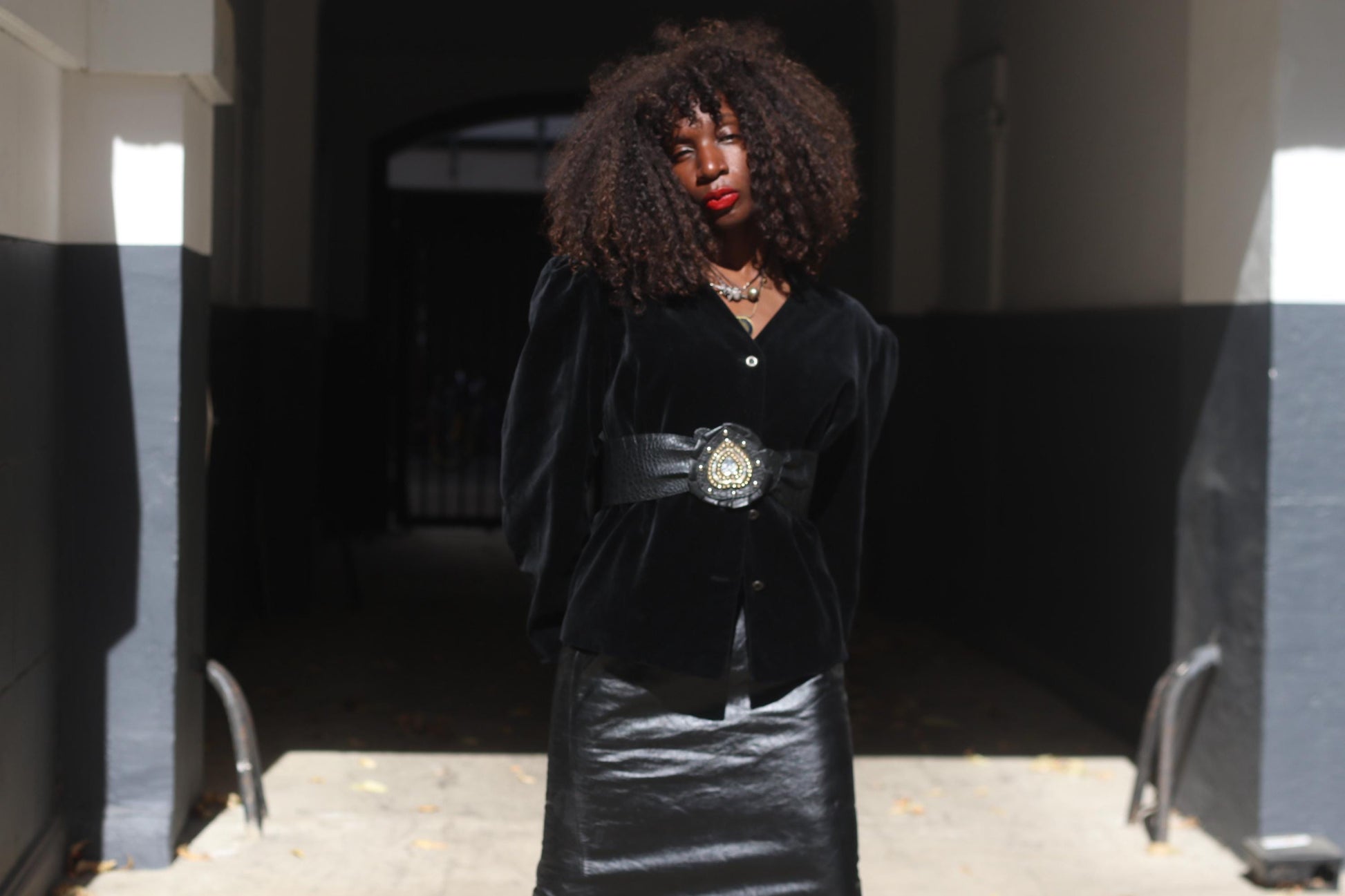 Vintage Black Velvet Blazer 100% Cotton Boxy Puffed Sleeve 80s Creation Atelier