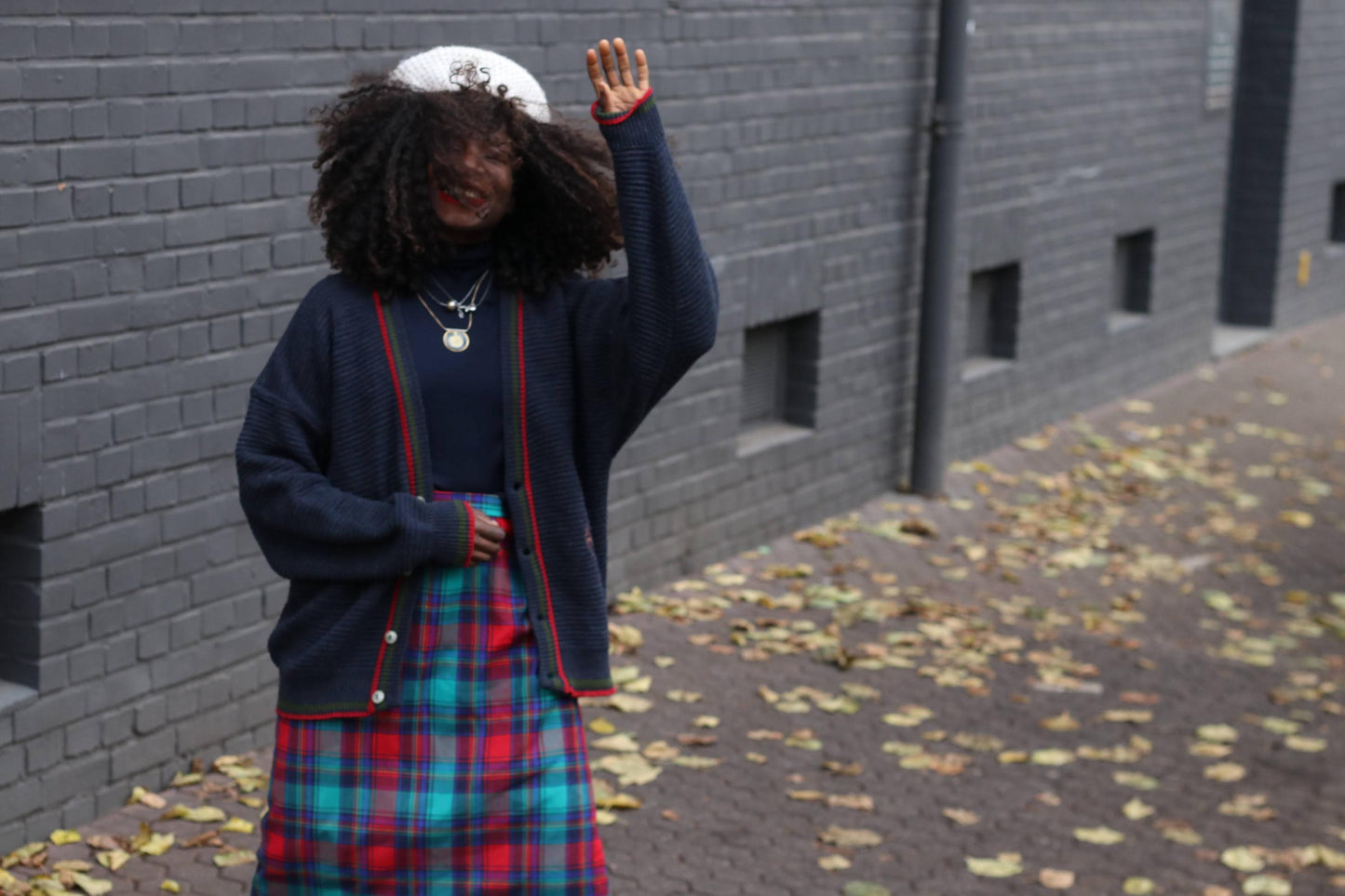 Vintage Tartan Midi Skirt Red Green Blue Plaid Wool Blend A-Line Dark Academia