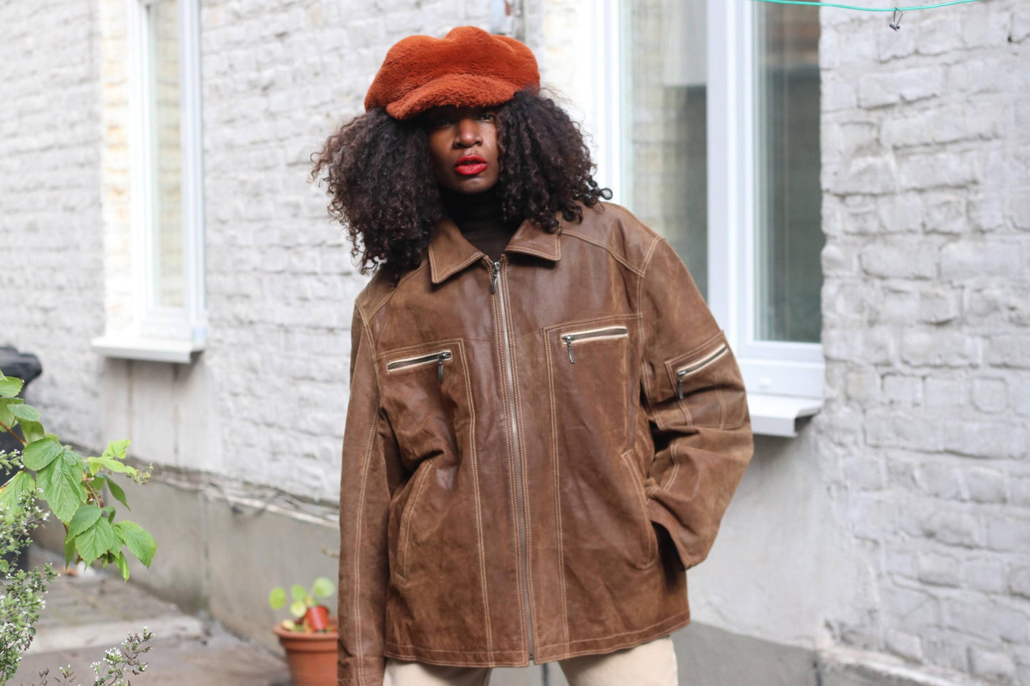 Vintage Brown Pig Suede Jacket Oversized | 90s Unisex Suede Leather Coat