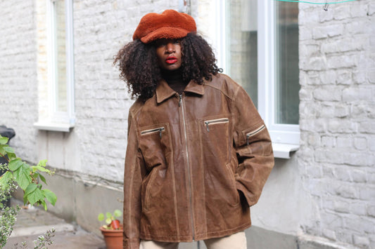 Vintage Brown Pig Suede Jacket Oversized | 90s Unisex Suede Leather Coat