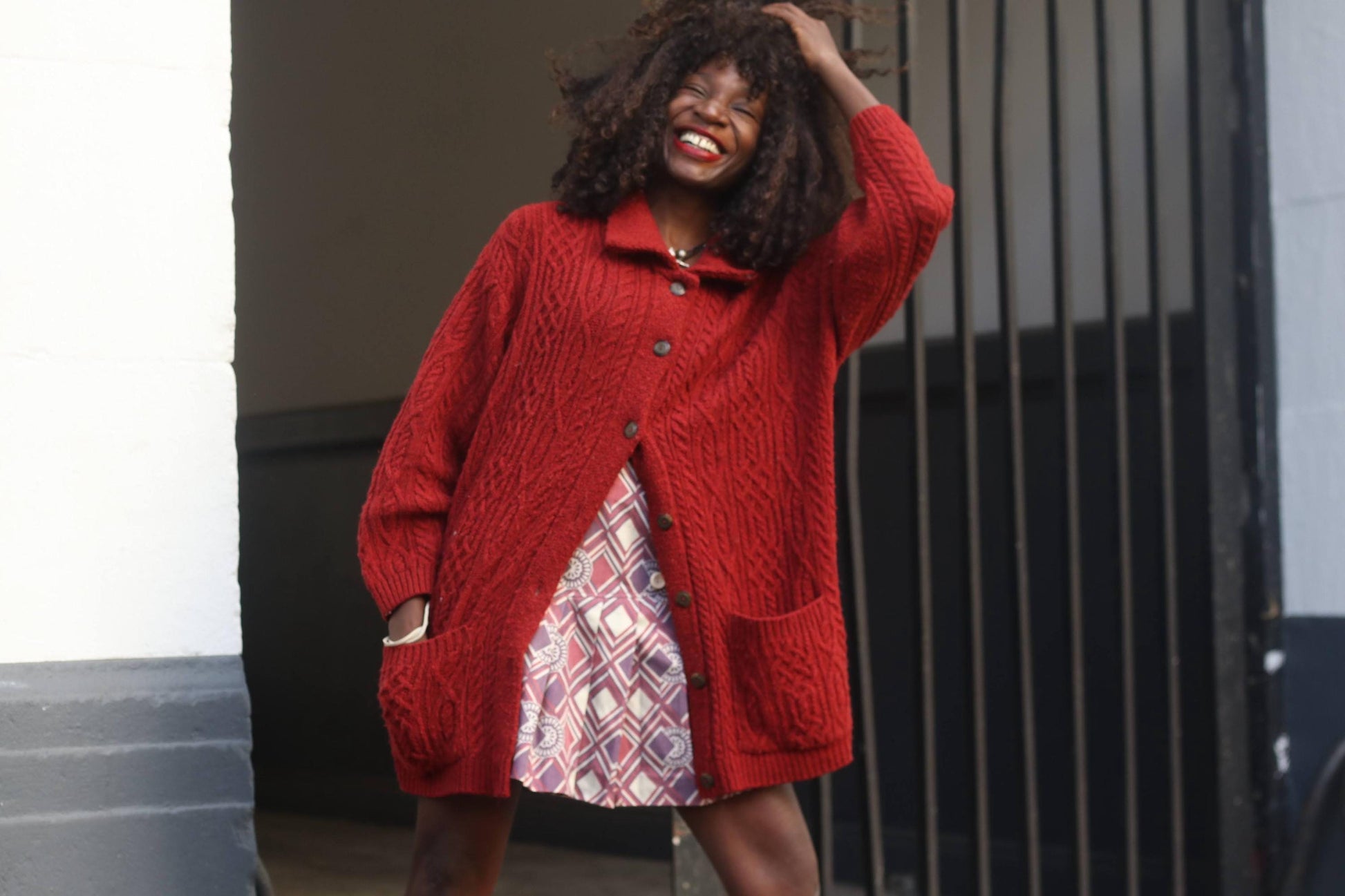 Vintage 70s Geometric Mini Skirt | Purple A-Line Pleated Mod