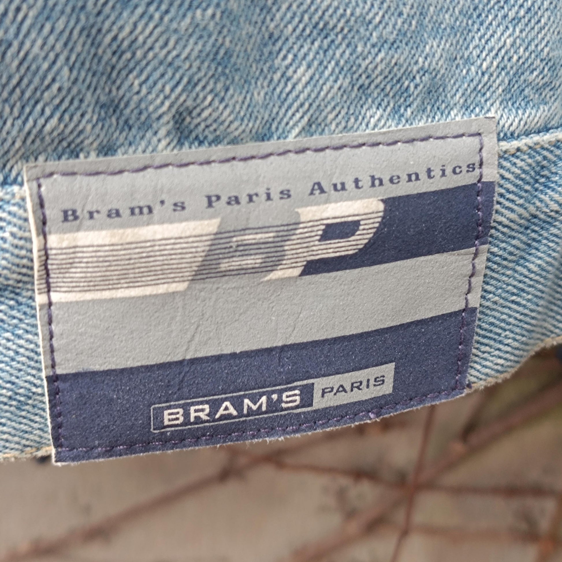Vintage Bram's Paris Denim Jacket L; Streetwear Light Wash Trucker 90s Cotton Jeans Coat