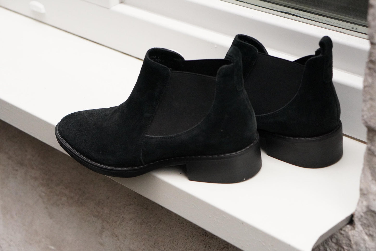 Vintage 5th Avenue Black Suede Chelsea Boots EU 39 Ankle Boot Real Leather Insole