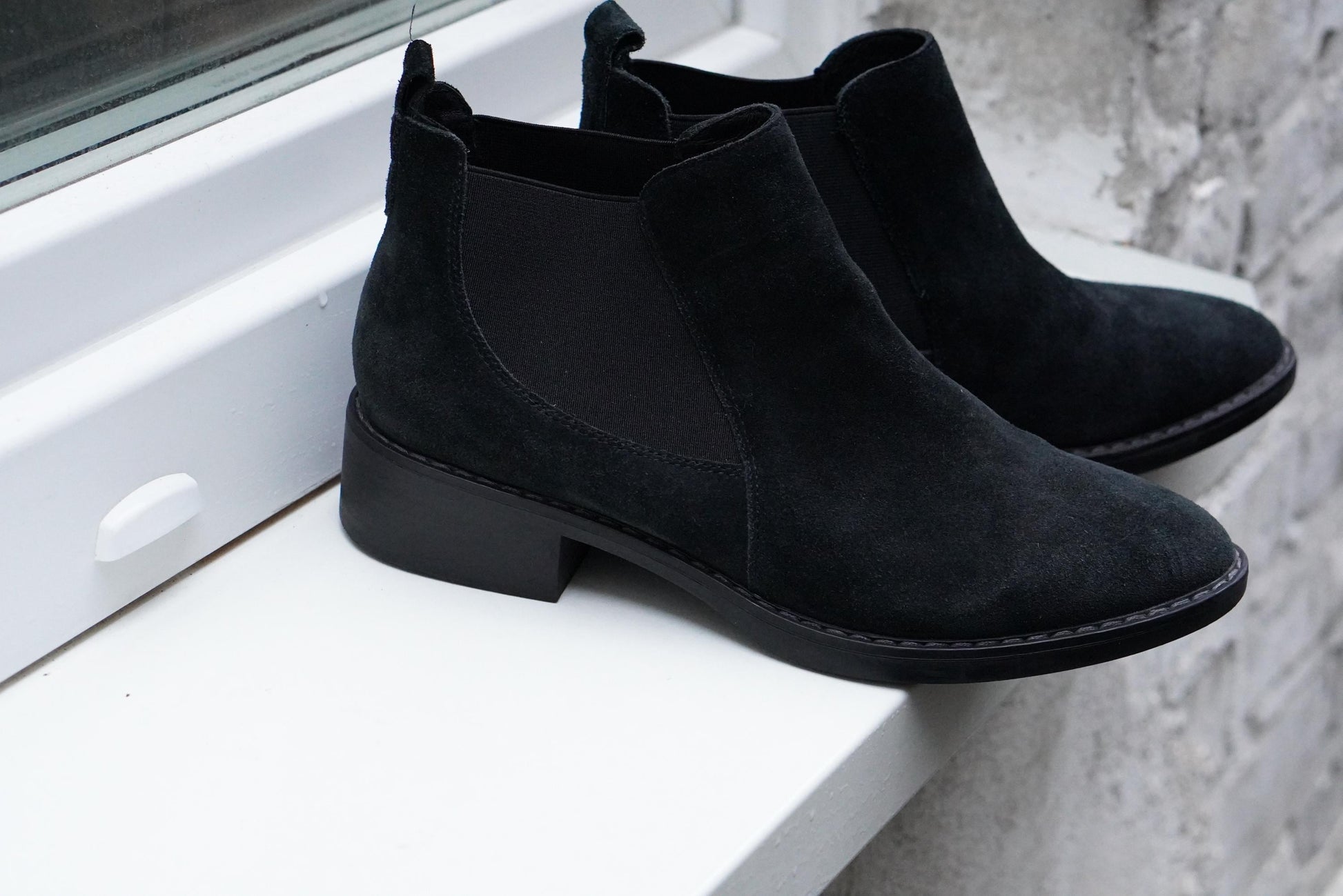 Vintage 5th Avenue Black Suede Chelsea Boots EU 39 Ankle Boot Real Leather Insole