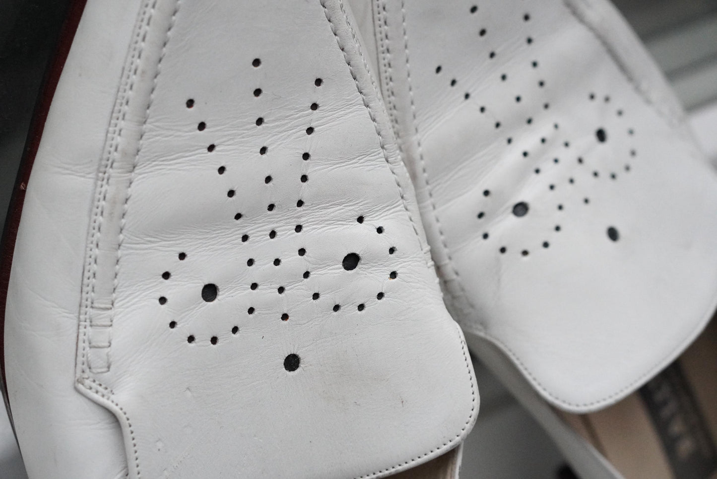 Vintage BALLY White Leather Loafers Moccasin 4.5| Perforated Designer Slip-On