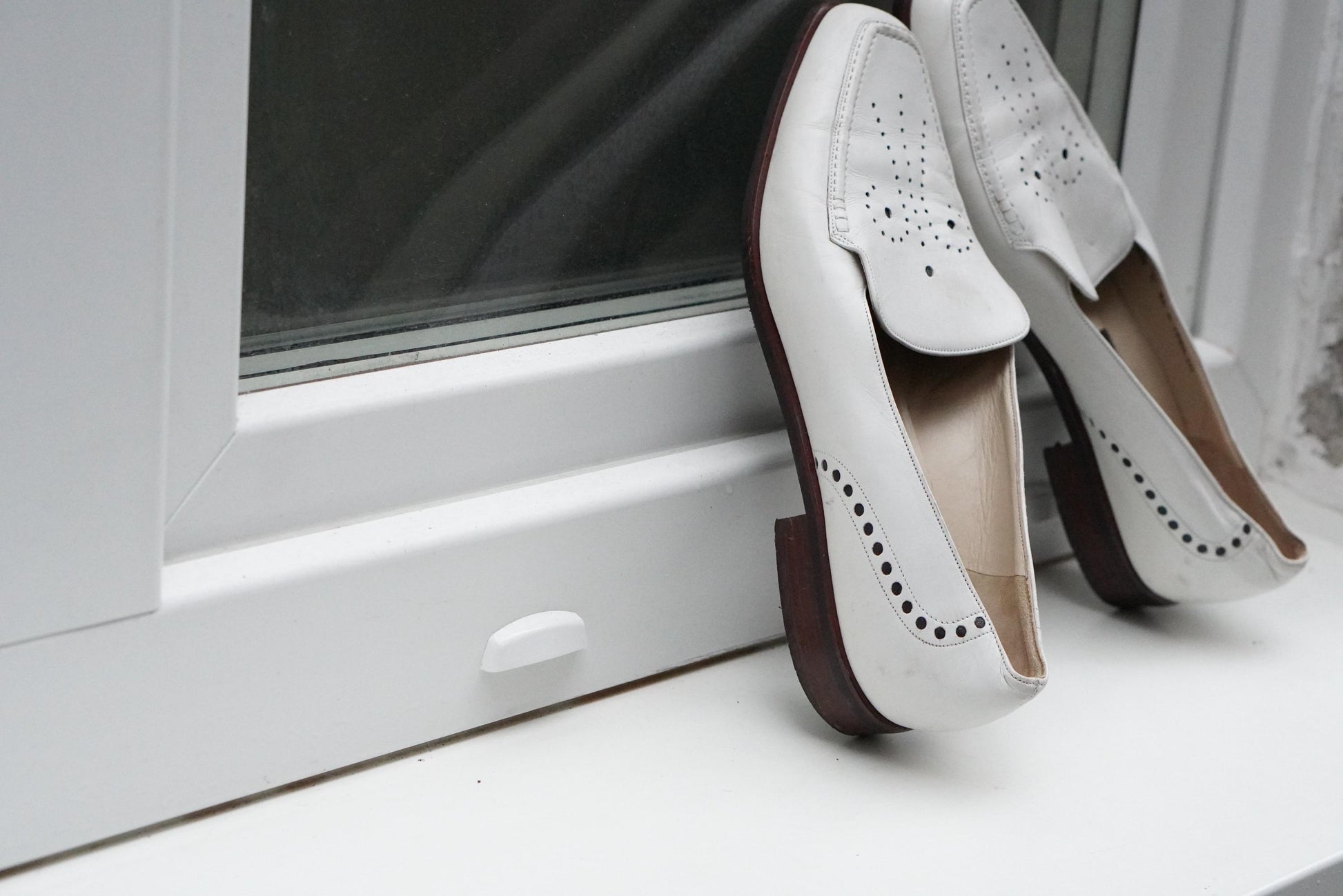 Vintage BALLY White Leather Loafers Moccasin 4.5| Perforated Designer Slip-On