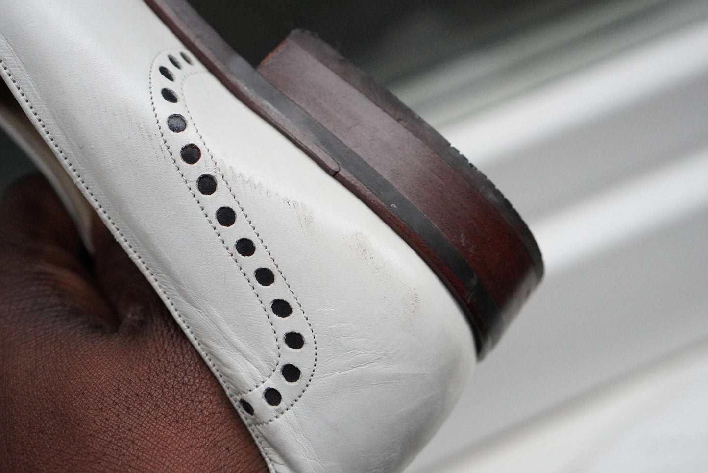 Vintage BALLY White Leather Loafers Moccasin 4.5| Perforated Designer Slip-On