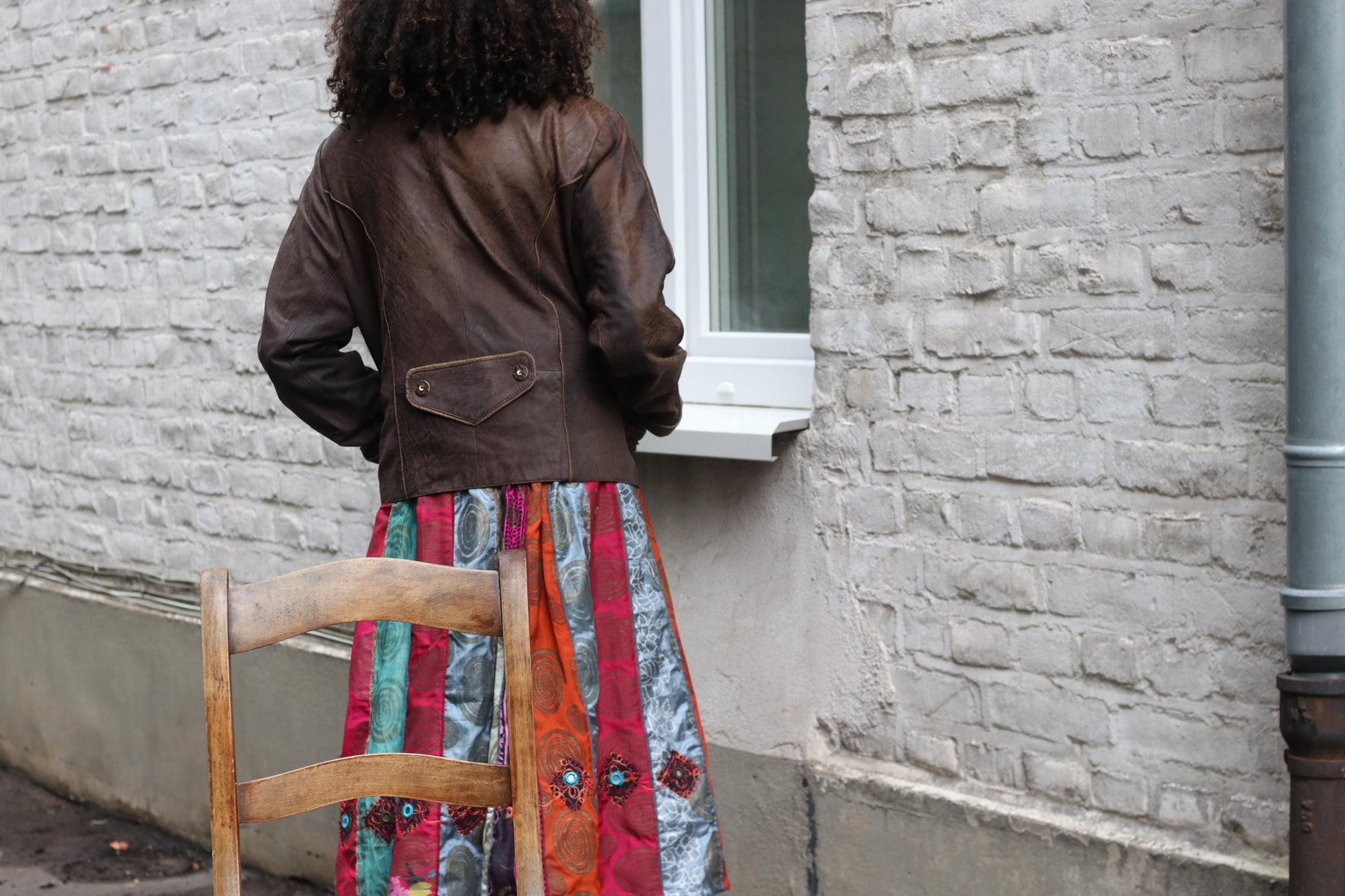 Vintage Bavarian Folk Leather Patchwork Jacket | Brown Cottagecore Core Coat | Embroidered S-M