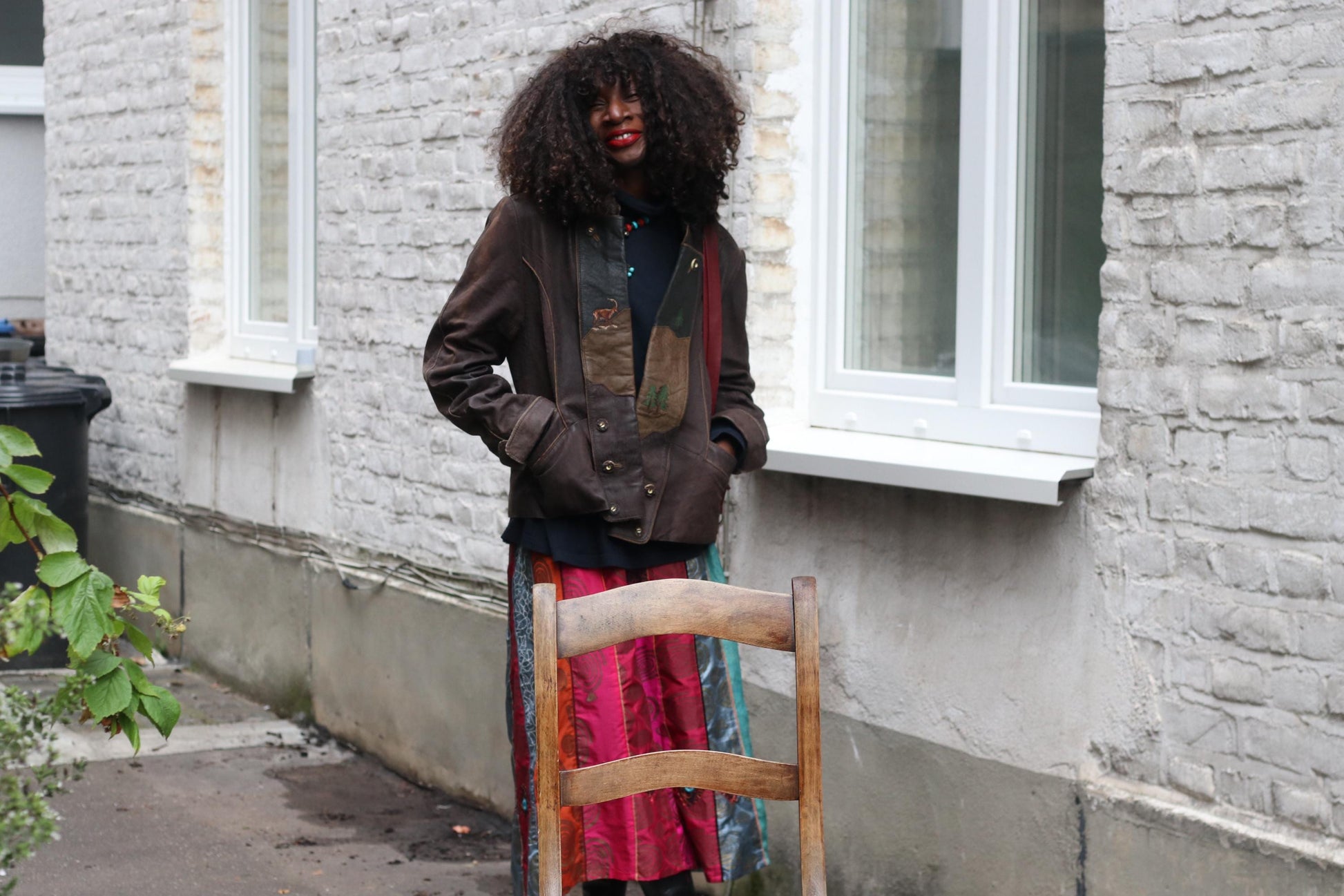 Vintage Bavarian Folk Leather Patchwork Jacket | Brown Cottagecore Core Coat | Embroidered S-M