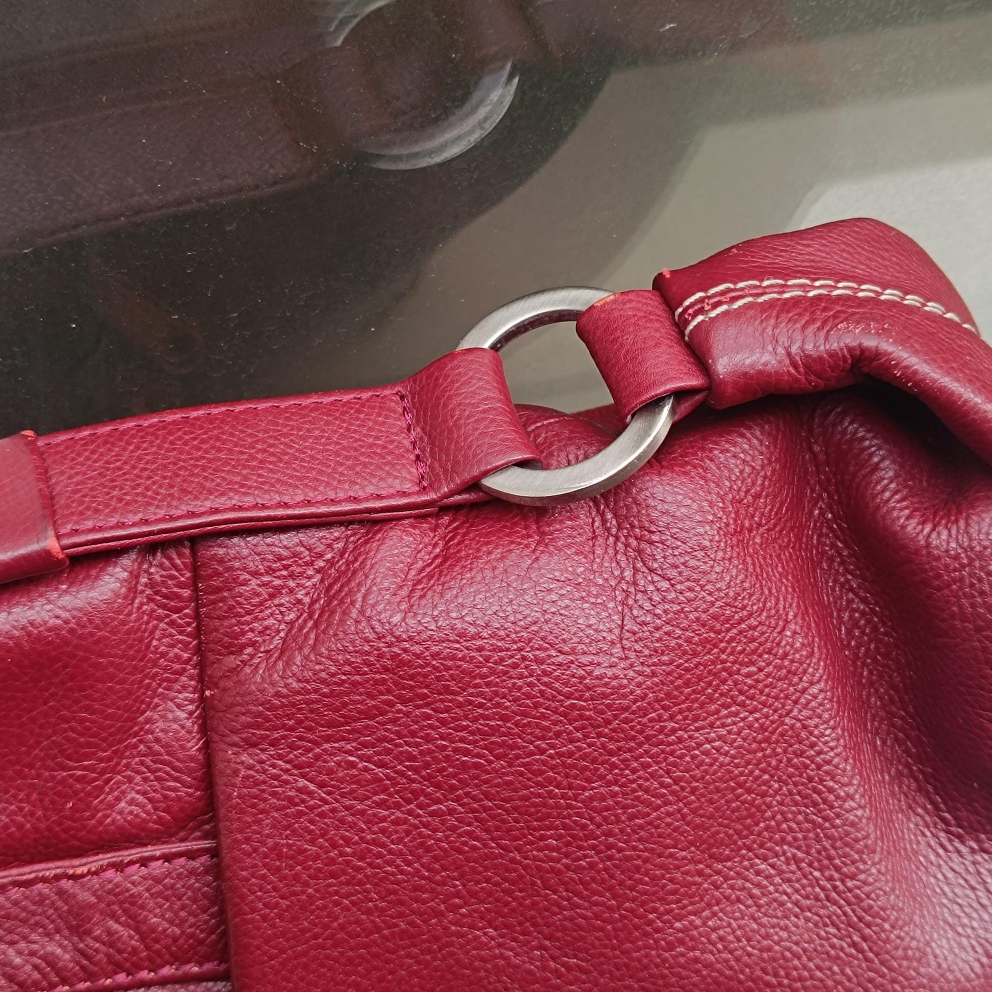 Vintage Gerry Weber Red Pebbled Leather Hobo Shoulder Bag