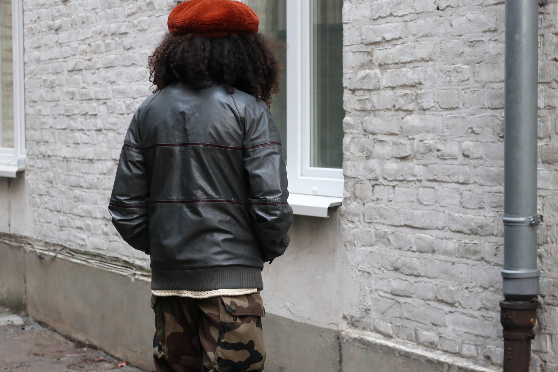 Vintage Gray Leather Jacket 90s Oversize Unisex Streetwear Retro Outerwear