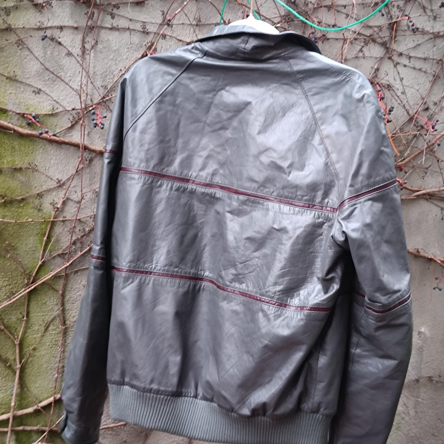 Vintage Gray Leather Jacket 90s Oversize Unisex Streetwear Retro Outerwear