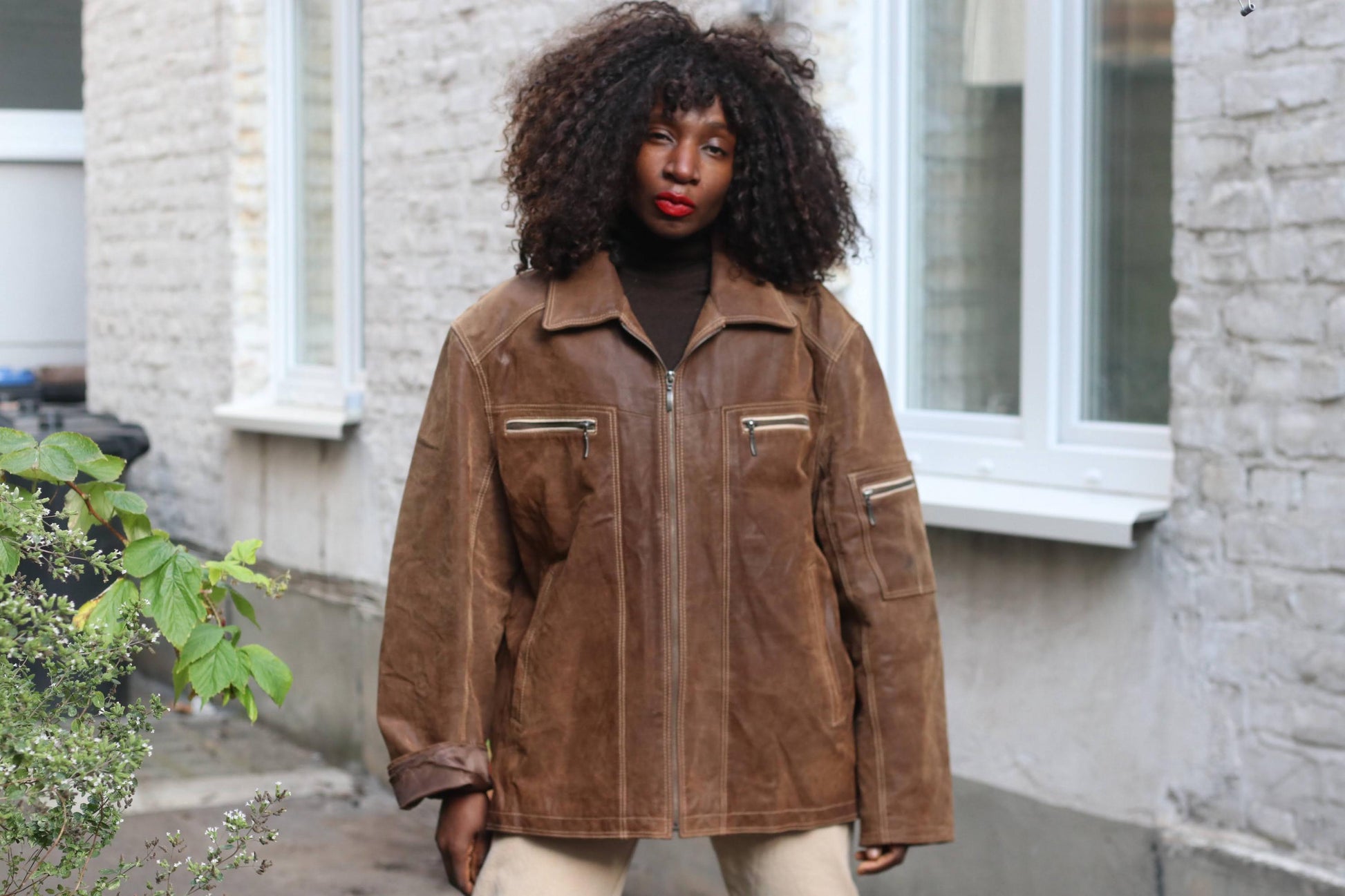 Vintage Brown Pig Suede Jacket Oversized | 90s Unisex Suede Leather Coat