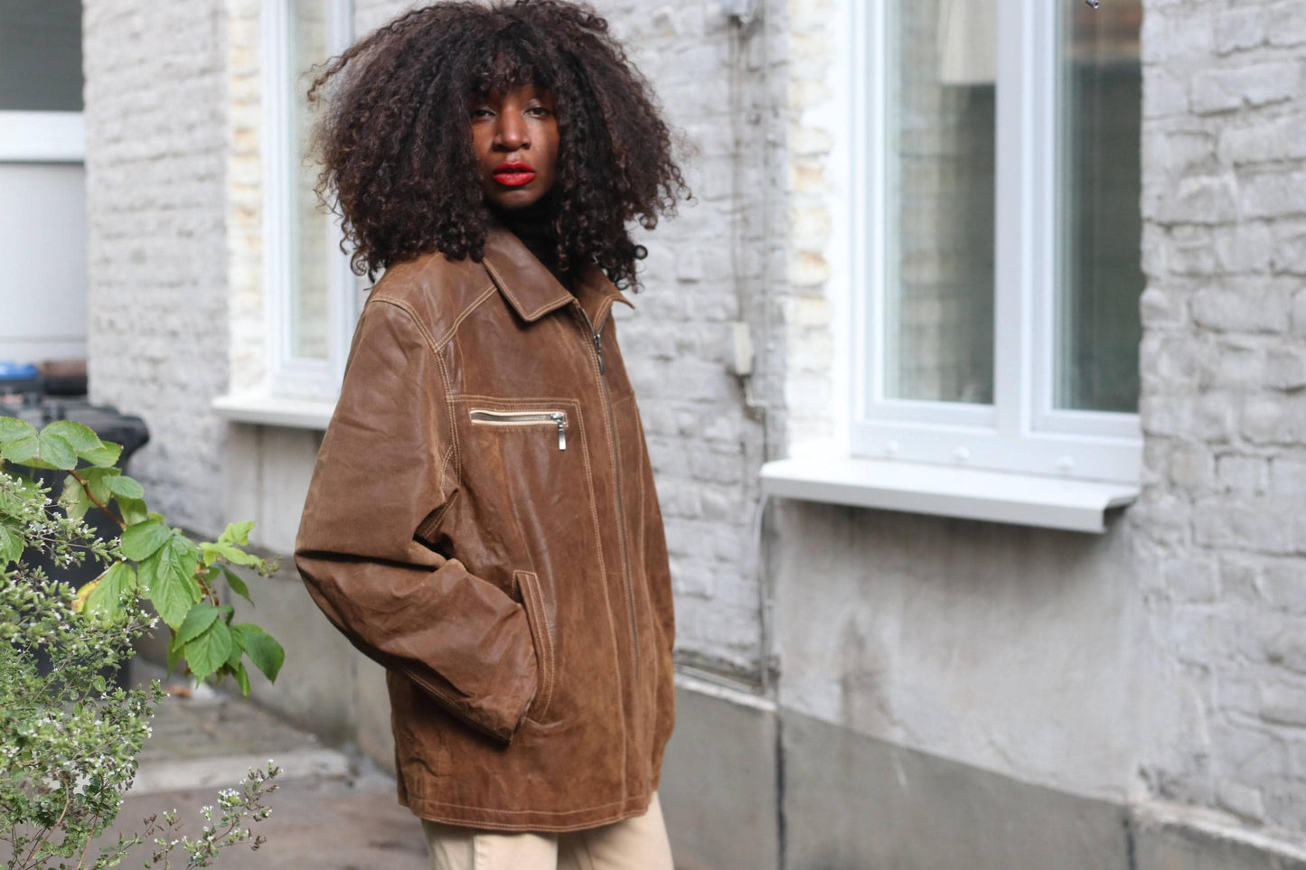 Vintage Brown Pig Suede Jacket Oversized | 90s Unisex Suede Leather Coat
