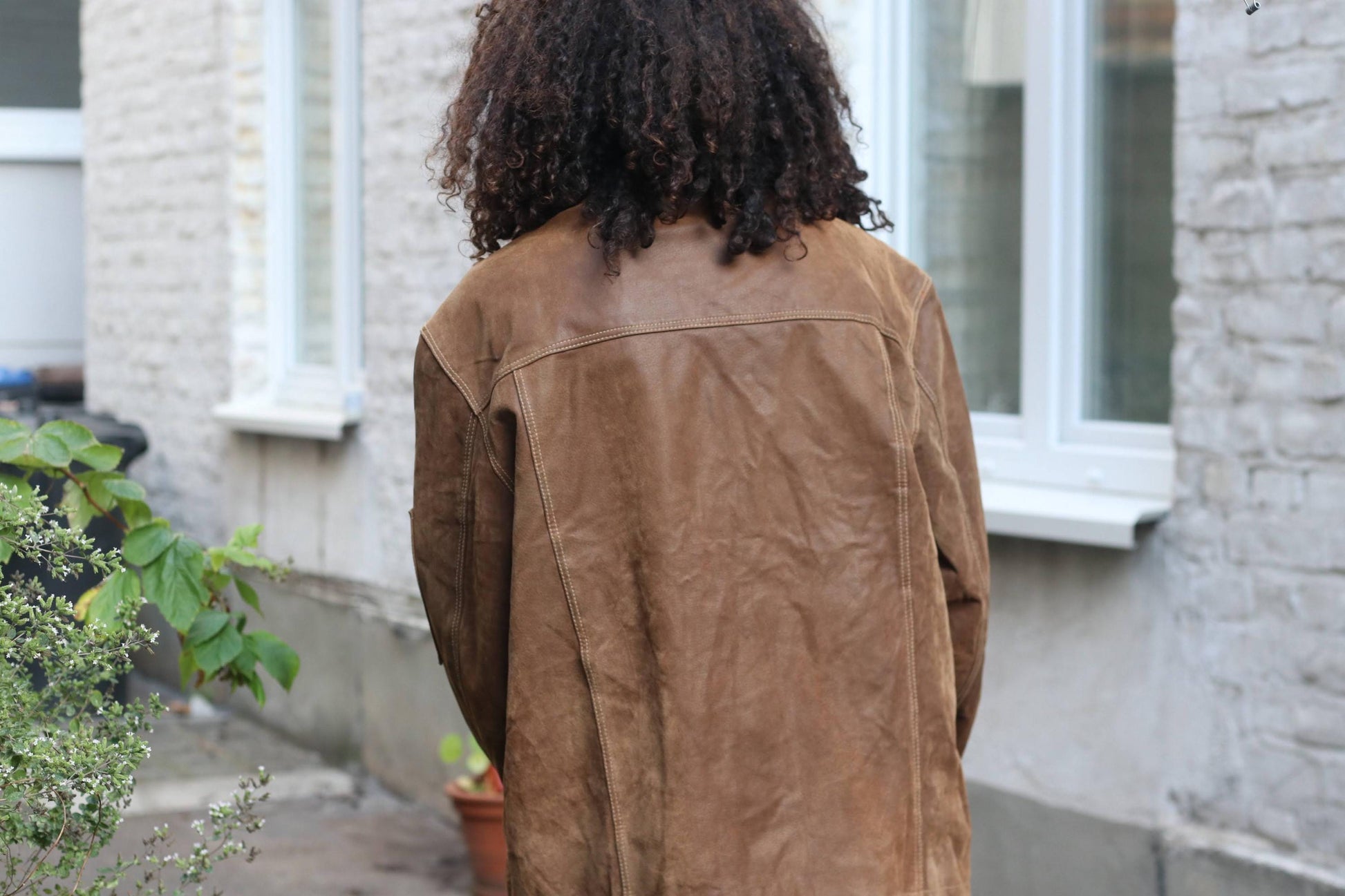 Vintage Brown Pig Suede Jacket Oversized | 90s Unisex Suede Leather Coat