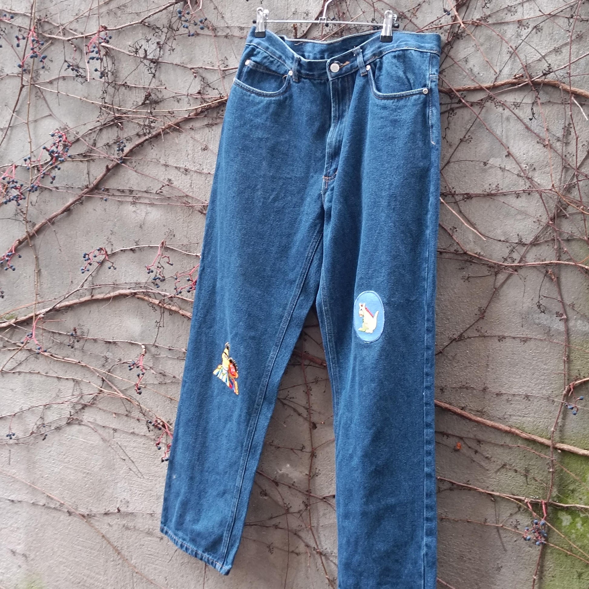 Vintage Identic denim | y2k upcycled denim with cool patches| Vintage blue jeans with quirky details