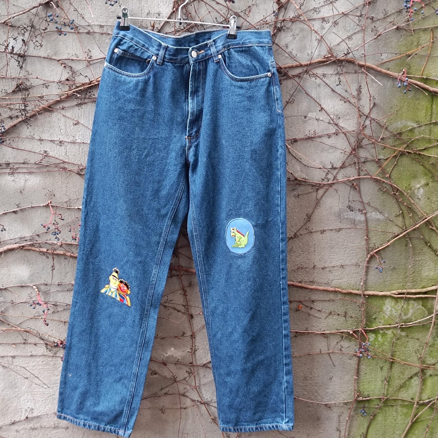 Vintage Identic denim | y2k upcycled denim with cool patches| Vintage blue jeans with quirky details