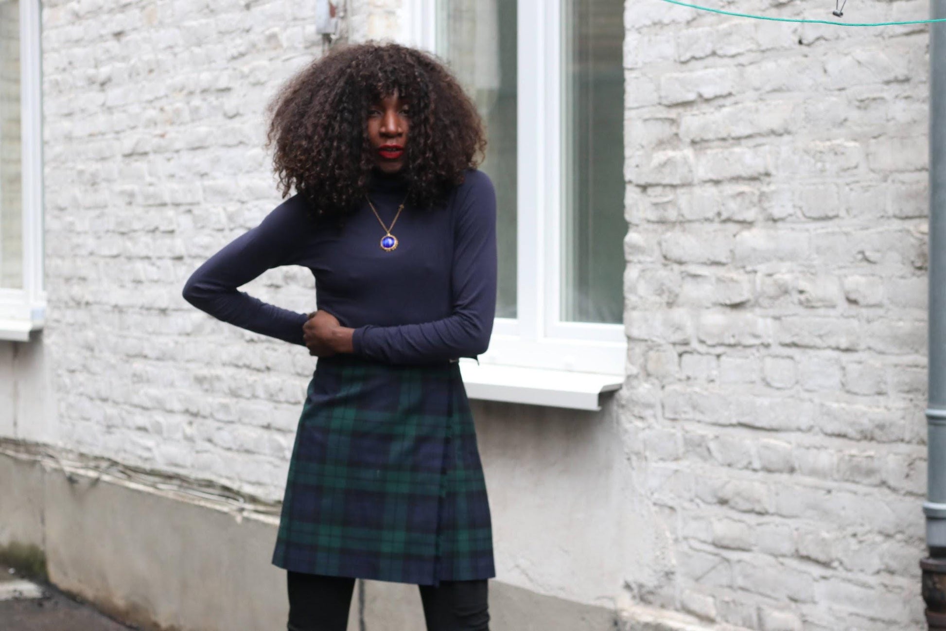 Vintage James Pringle Plaid Skirt | Scotland Wool Blend | Pleated Back Tartan
