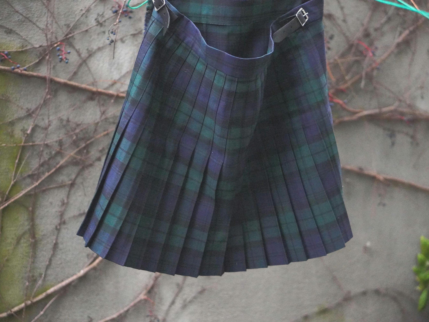 Vintage James Pringle Plaid Skirt | Scotland Wool Blend | Pleated Back Tartan