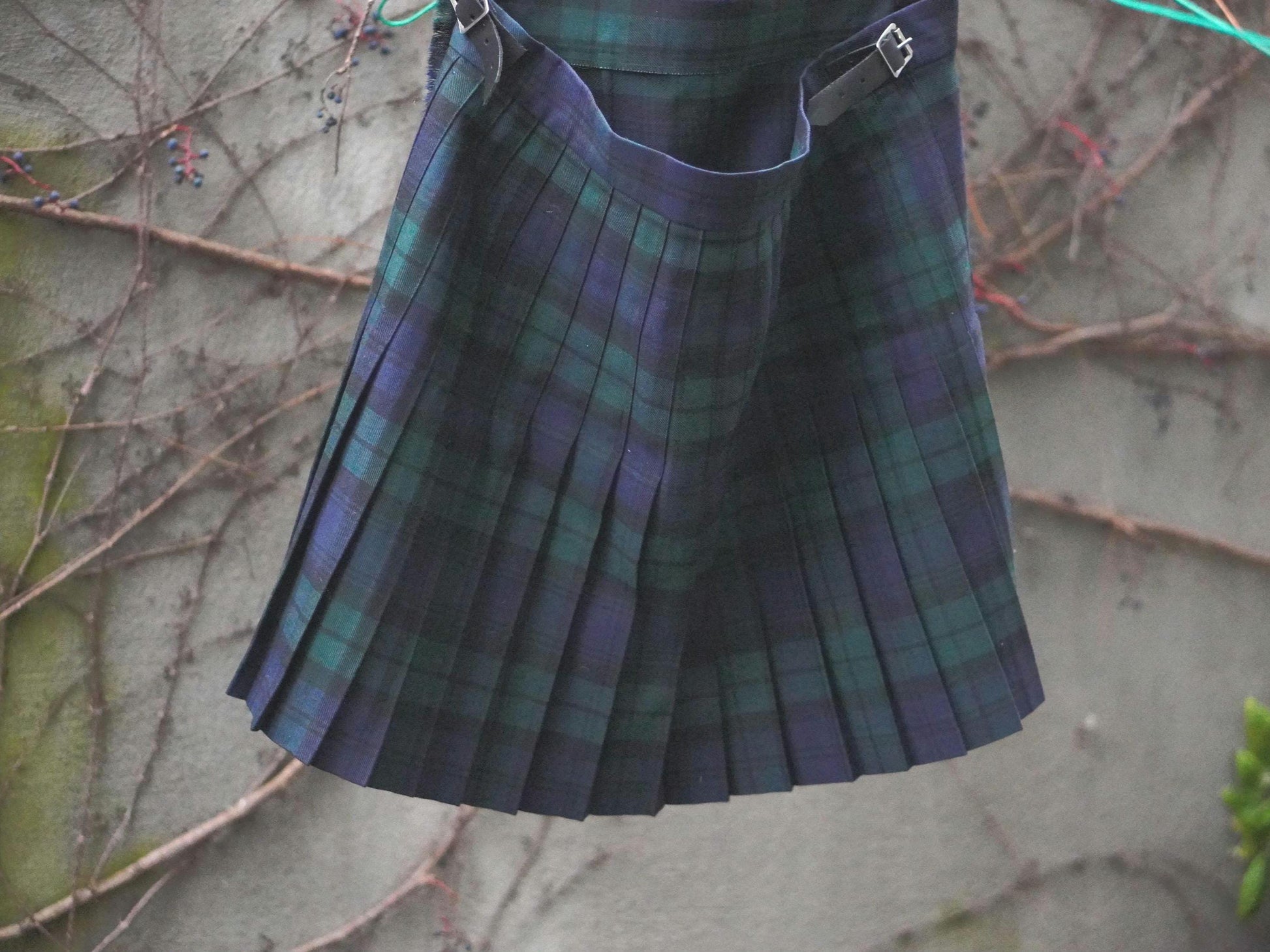 Vintage James Pringle Plaid Skirt | Scotland Wool Blend | Pleated Back Tartan