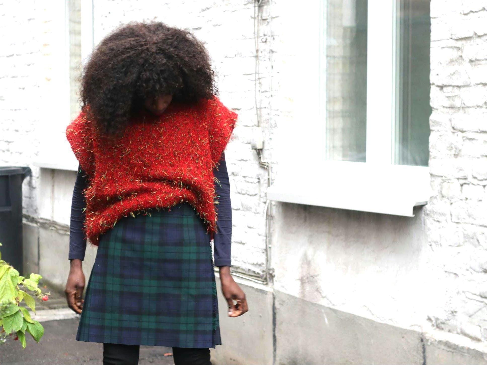 Vintage James Pringle Plaid Skirt | Scotland Wool Blend | Pleated Back Tartan