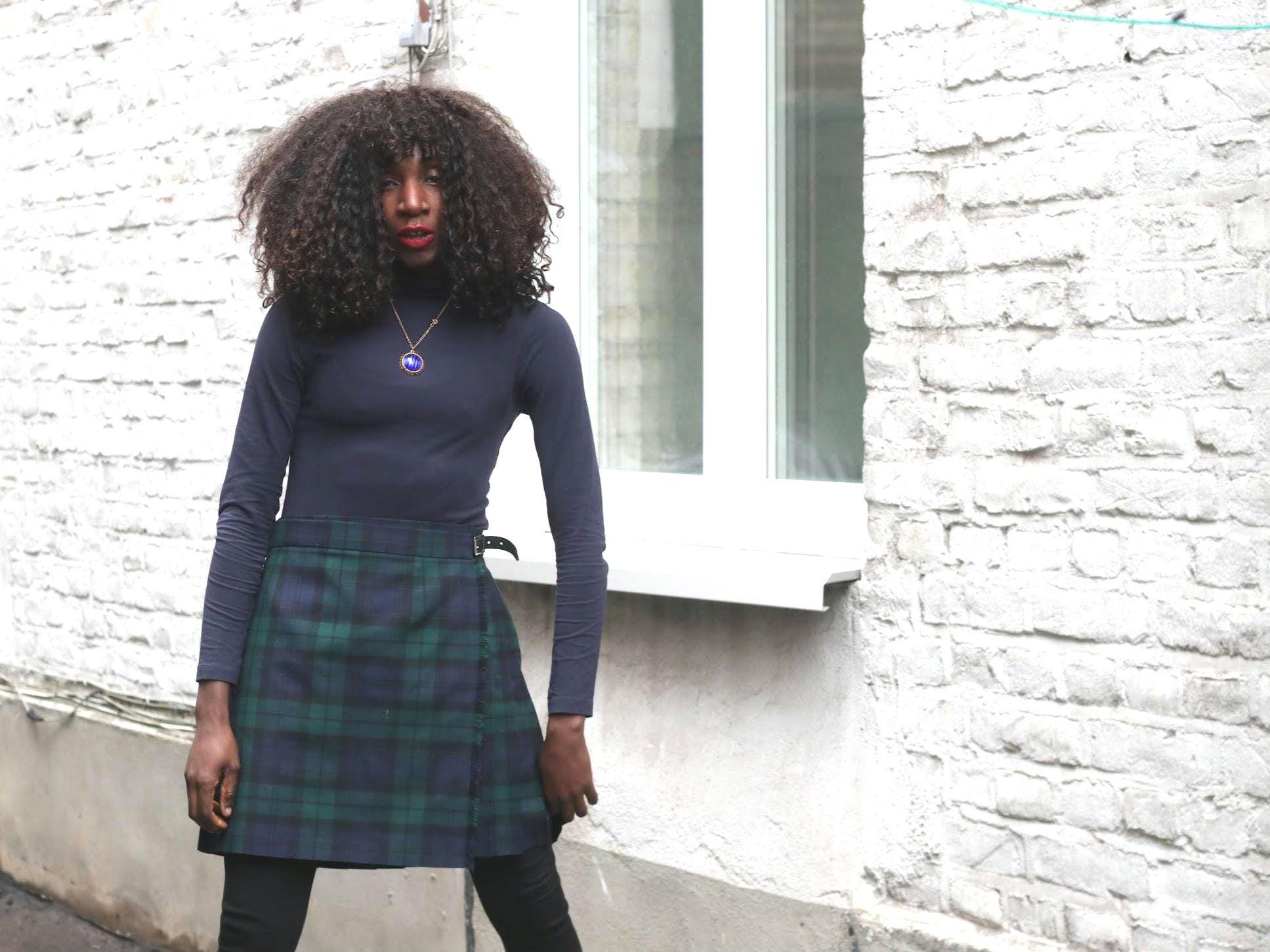 Vintage James Pringle Plaid Skirt | Scotland Wool Blend | Pleated Back Tartan