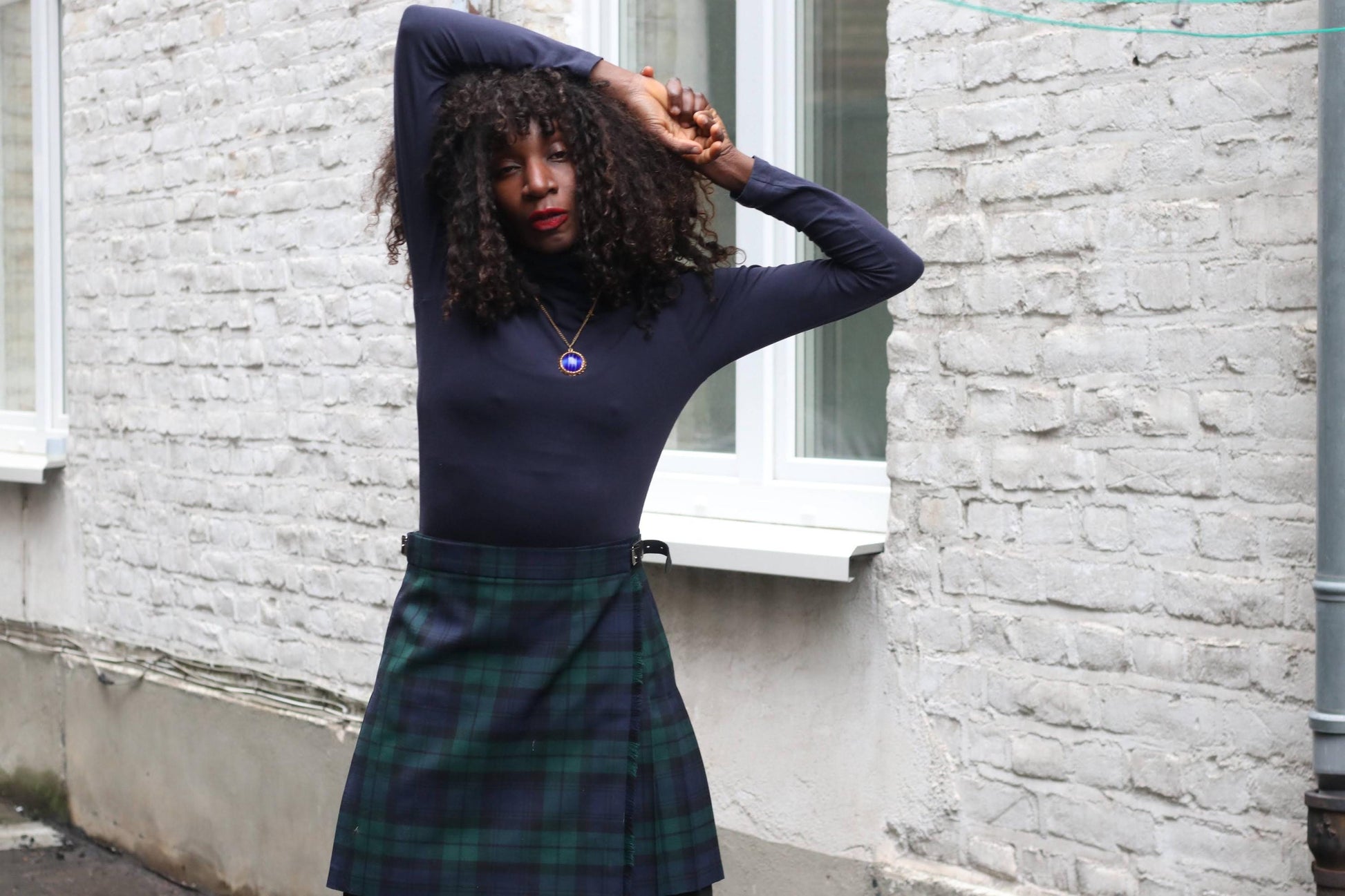 Vintage James Pringle Plaid Skirt | Scotland Wool Blend | Pleated Back Tartan