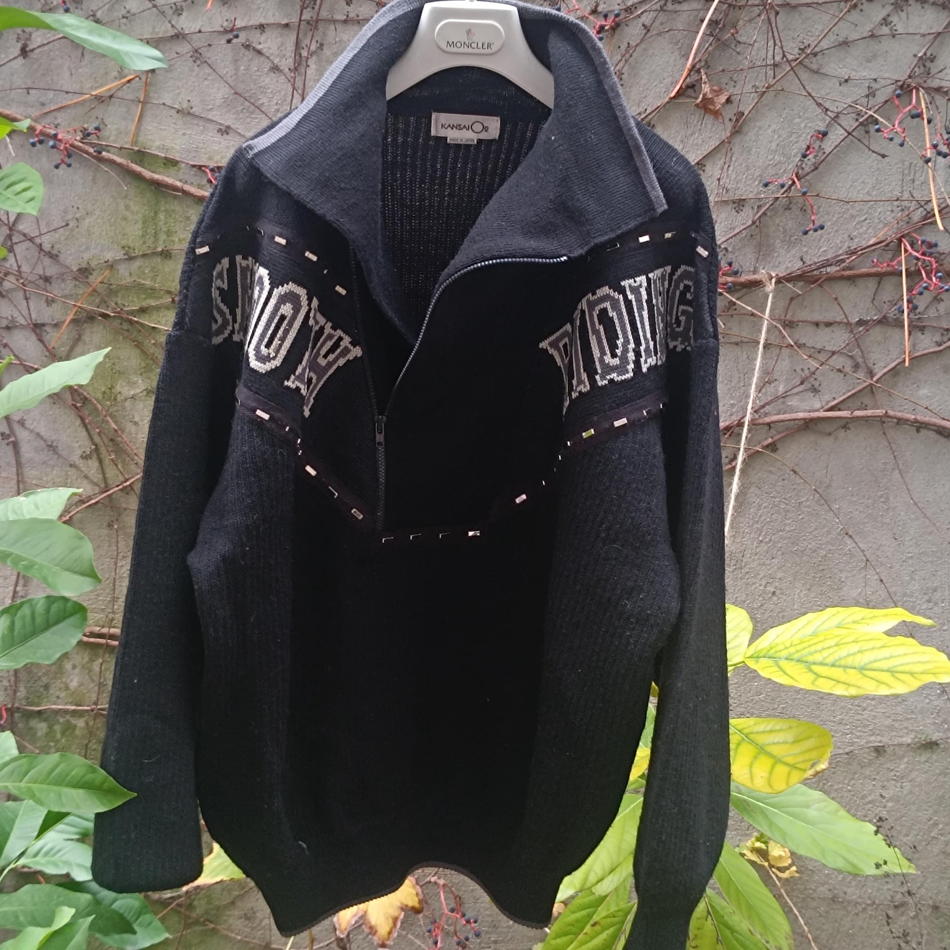 Vintage KANSAI O2 Yamamoto Kansai Wool Pullover Black Smooth Riding Designer L