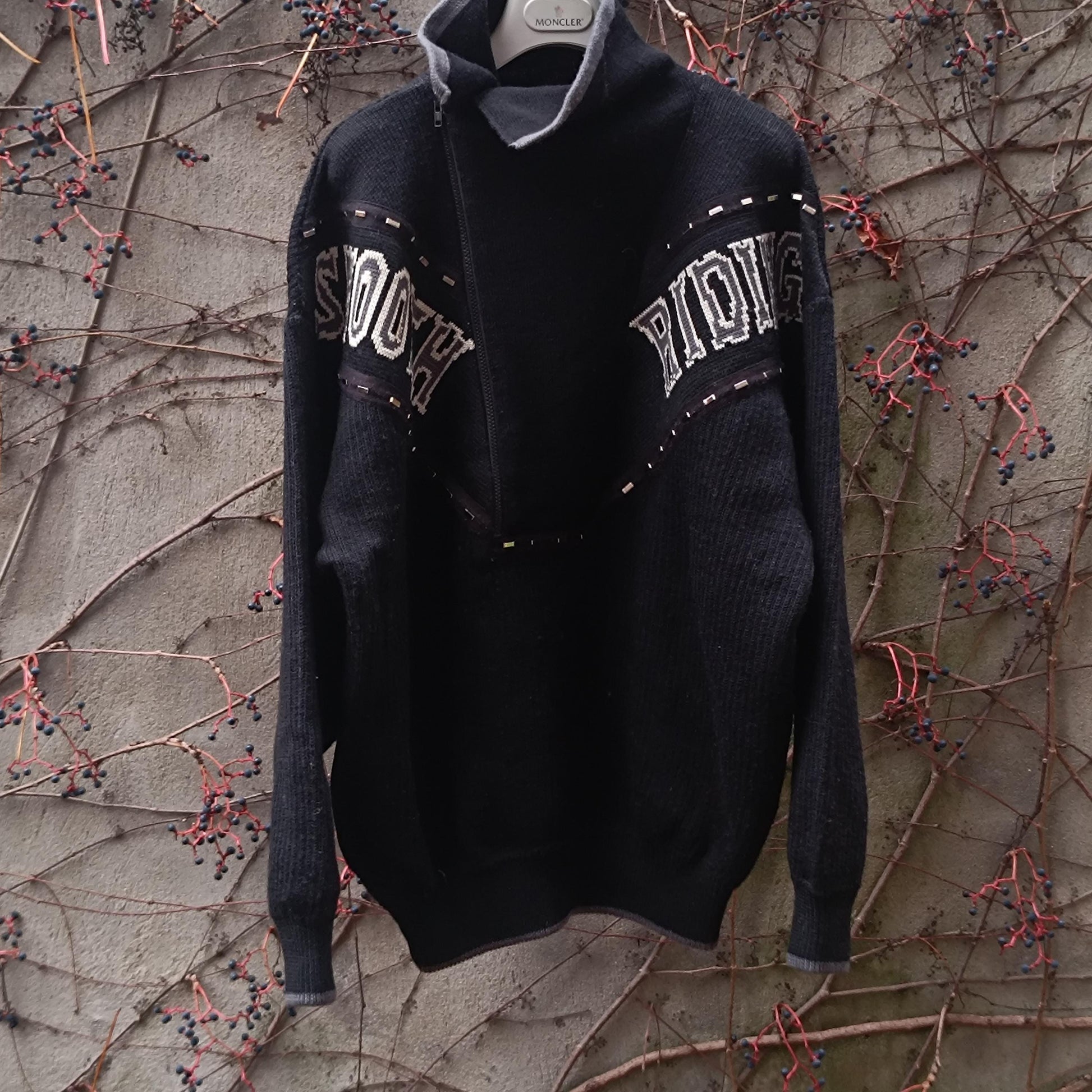 Vintage KANSAI O2 Yamamoto Kansai Wool Pullover Black Smooth Riding Designer L