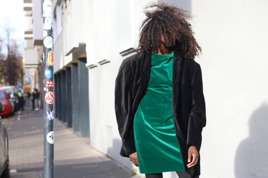 Black Velvet Blazer Unisex 48R Cotton Corduroy Jacket Vintage Statement