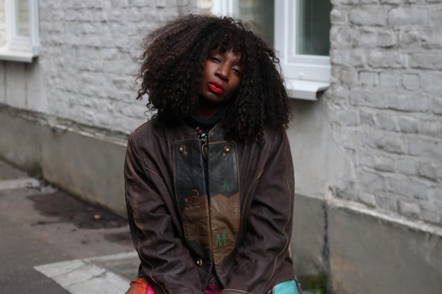 Vintage Bavarian Folk Leather Patchwork Jacket | Brown Cottagecore Core Coat | Embroidered S-M