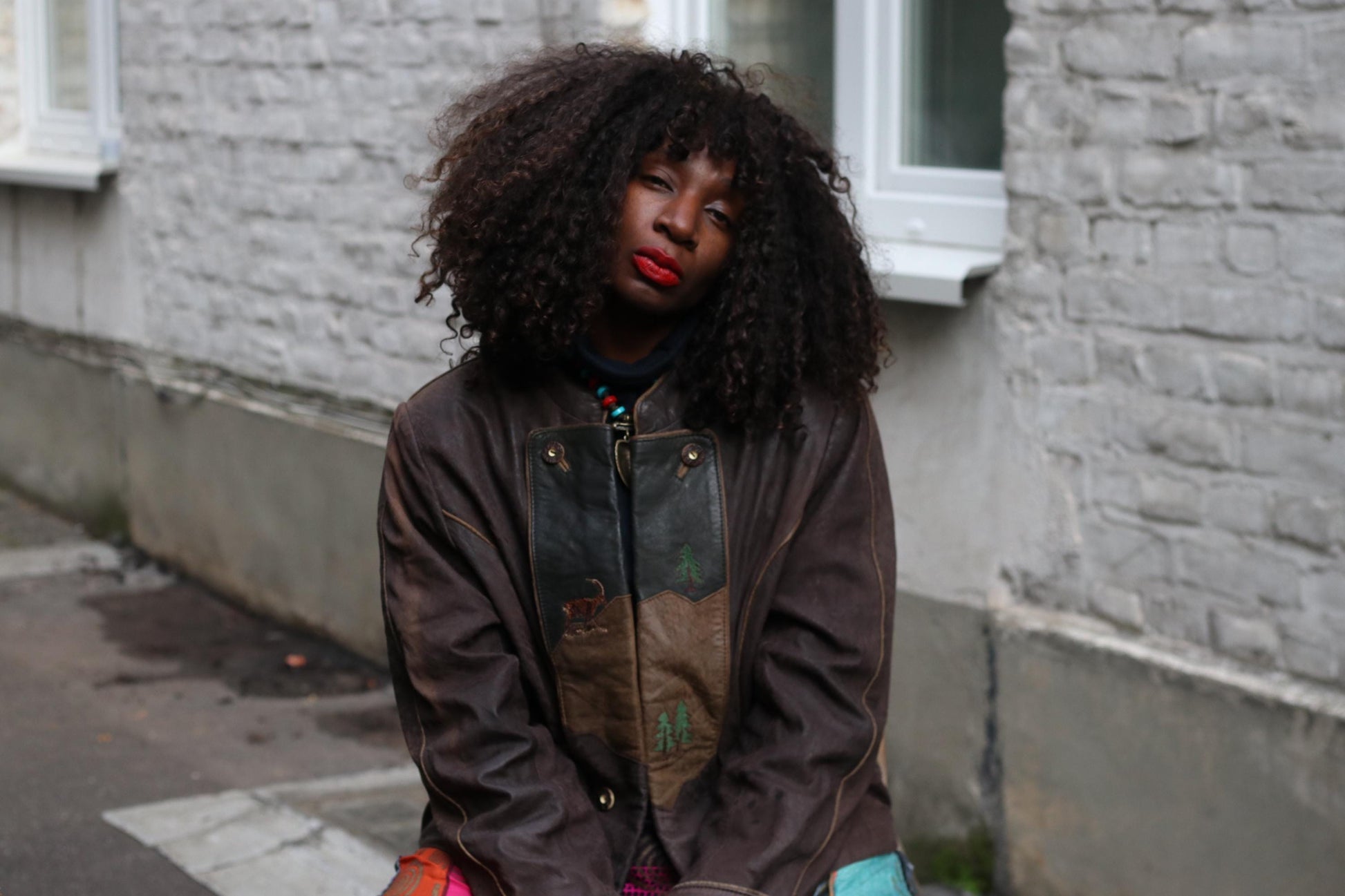 Vintage Bavarian Folk Leather Patchwork Jacket | Brown Cottagecore Core Coat | Embroidered S-M
