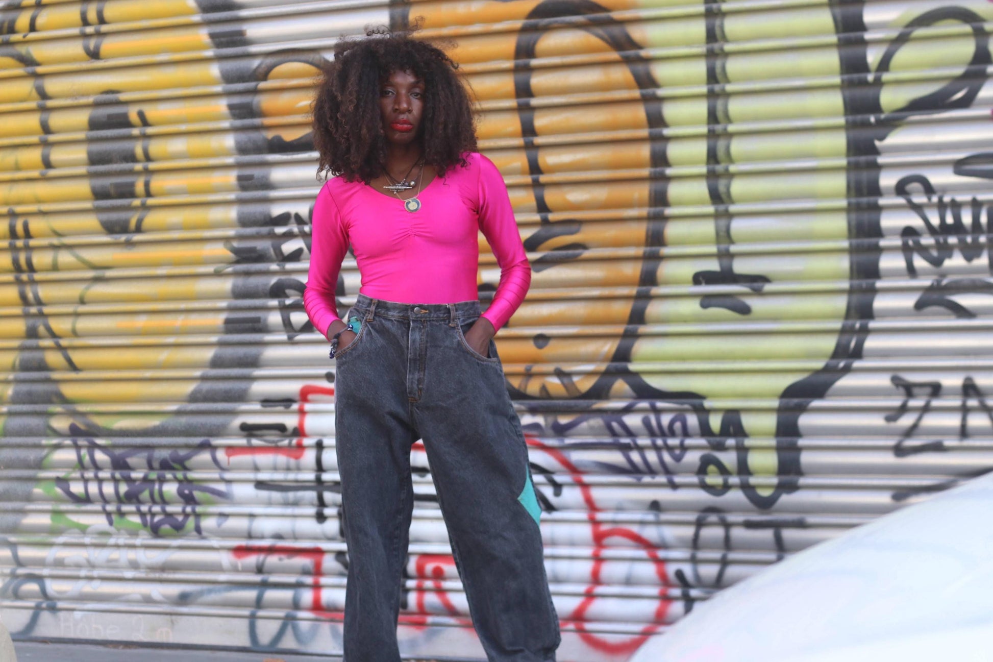 Vintage 90s Acid Wash Jeans | Upcycled Turquoise Patch Denim