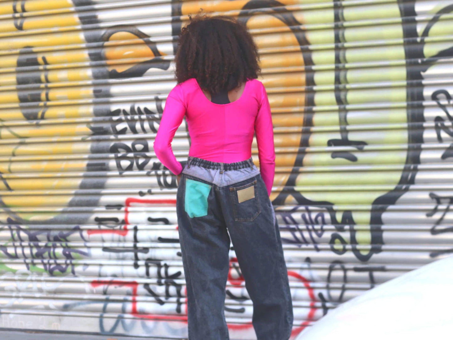 Vintage 90s Acid Wash Jeans | Upcycled Turquoise Patch Denim