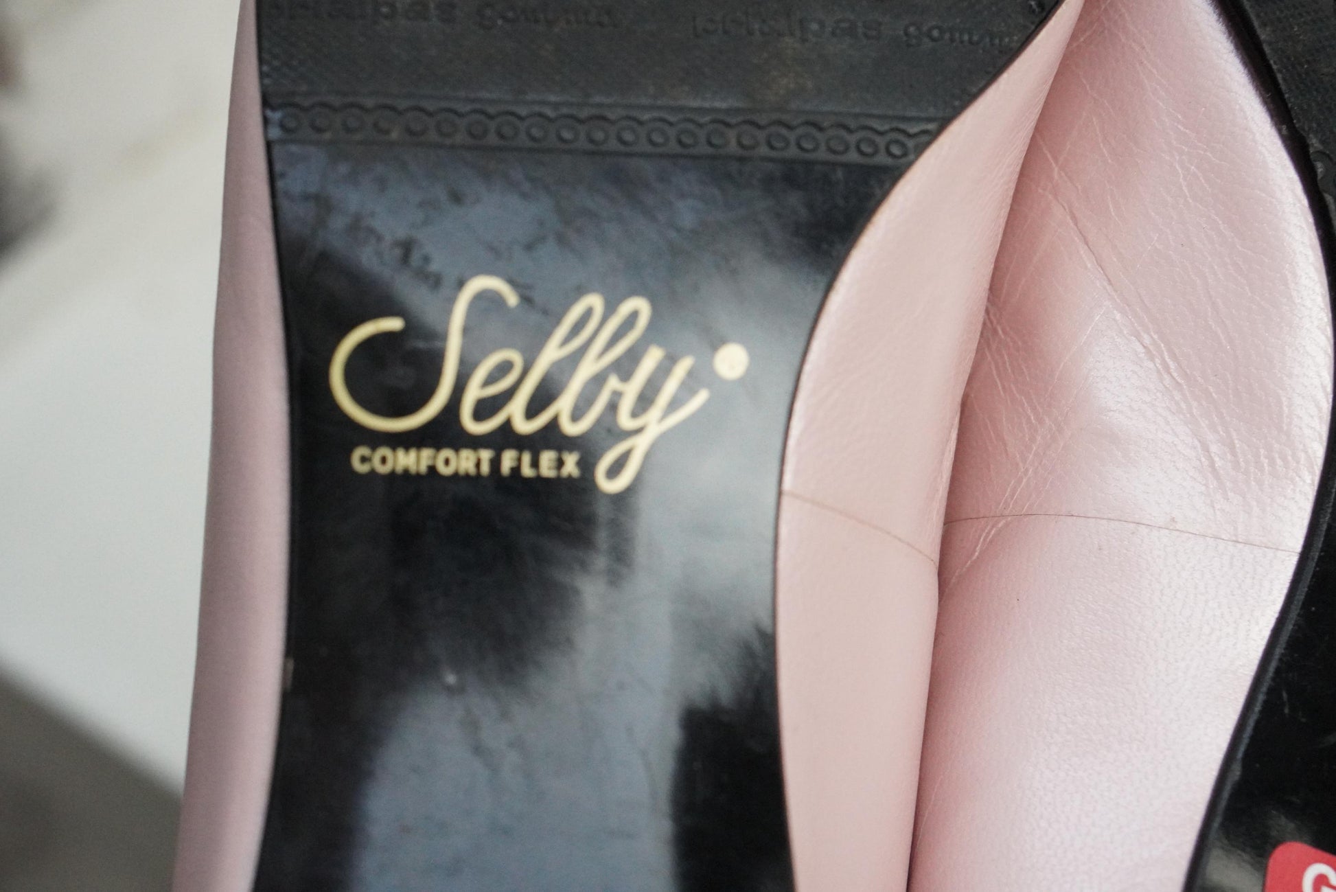 Selby Vintage Pink Leather Pumps, Bow Block Heel, US 10