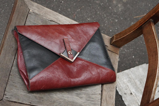 Vintage Etienne Aigner Colorblock Leather Clutch