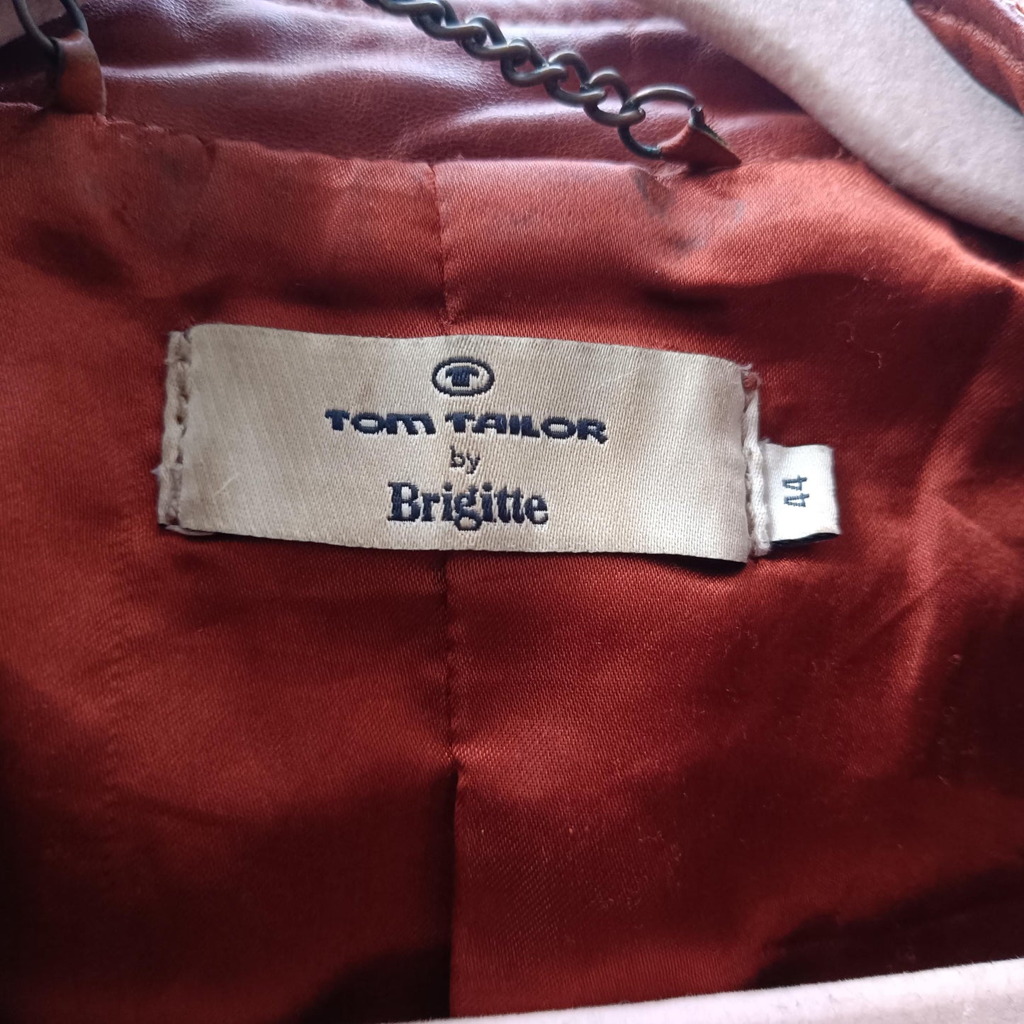 Vintage Biker Leather Jacket Cognac Brown Soft Moto Rider Coat M