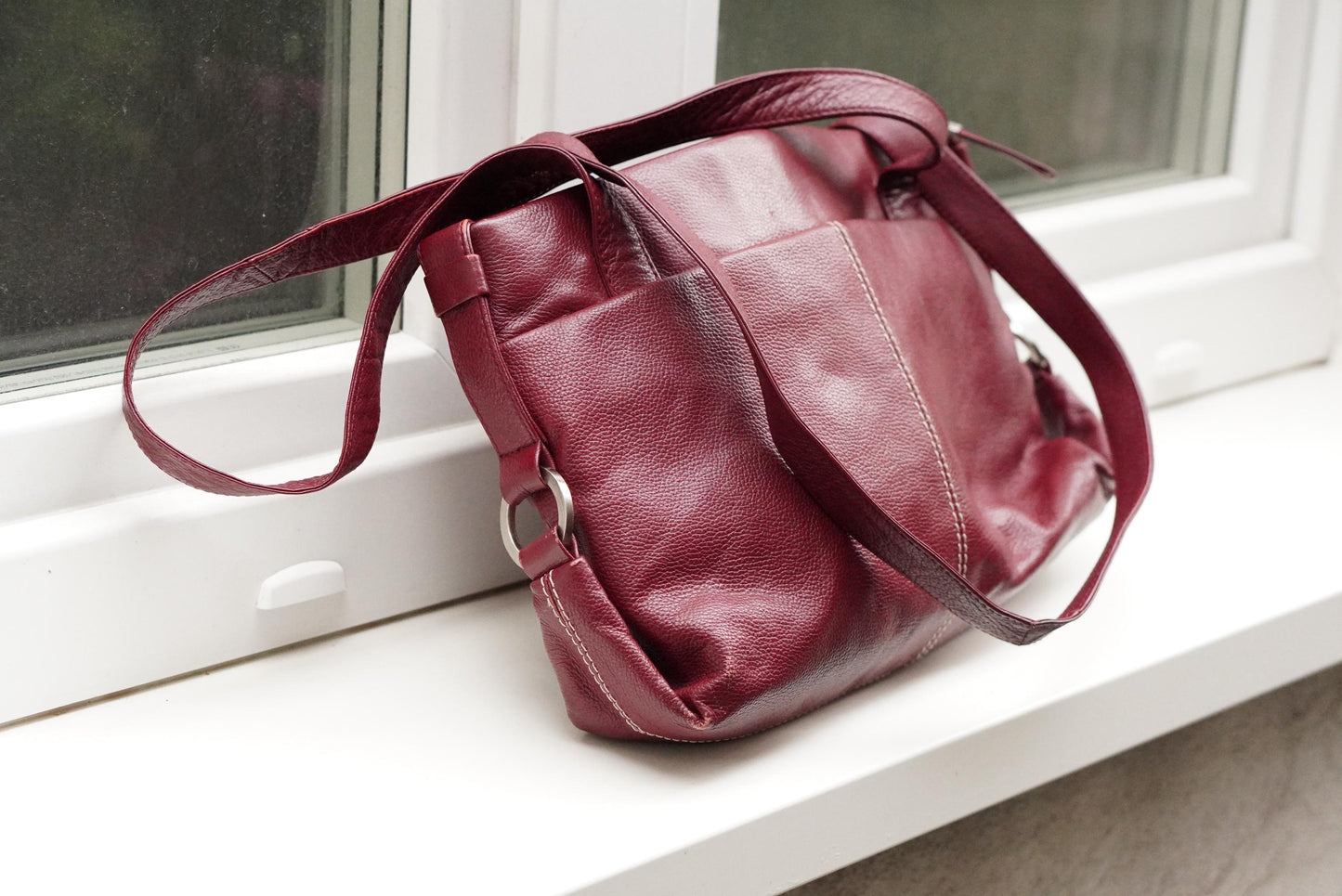 Vintage Gerry Weber Red Pebbled Leather Hobo Shoulder Bag