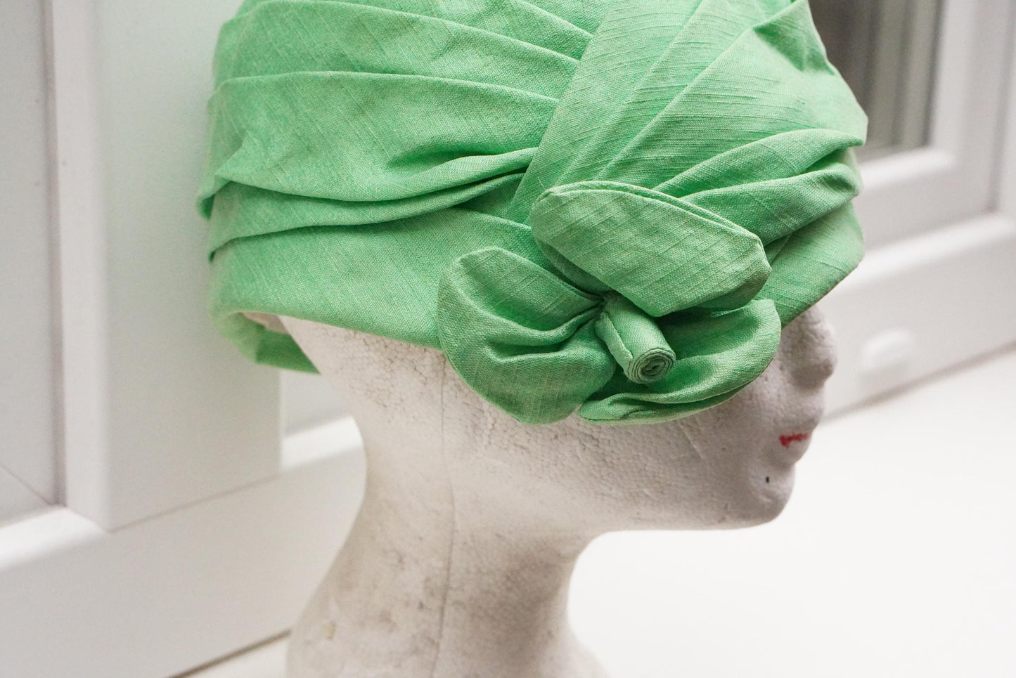 Vintage Green Turban Hat 1950s | Draped Headpiece Retro Statement