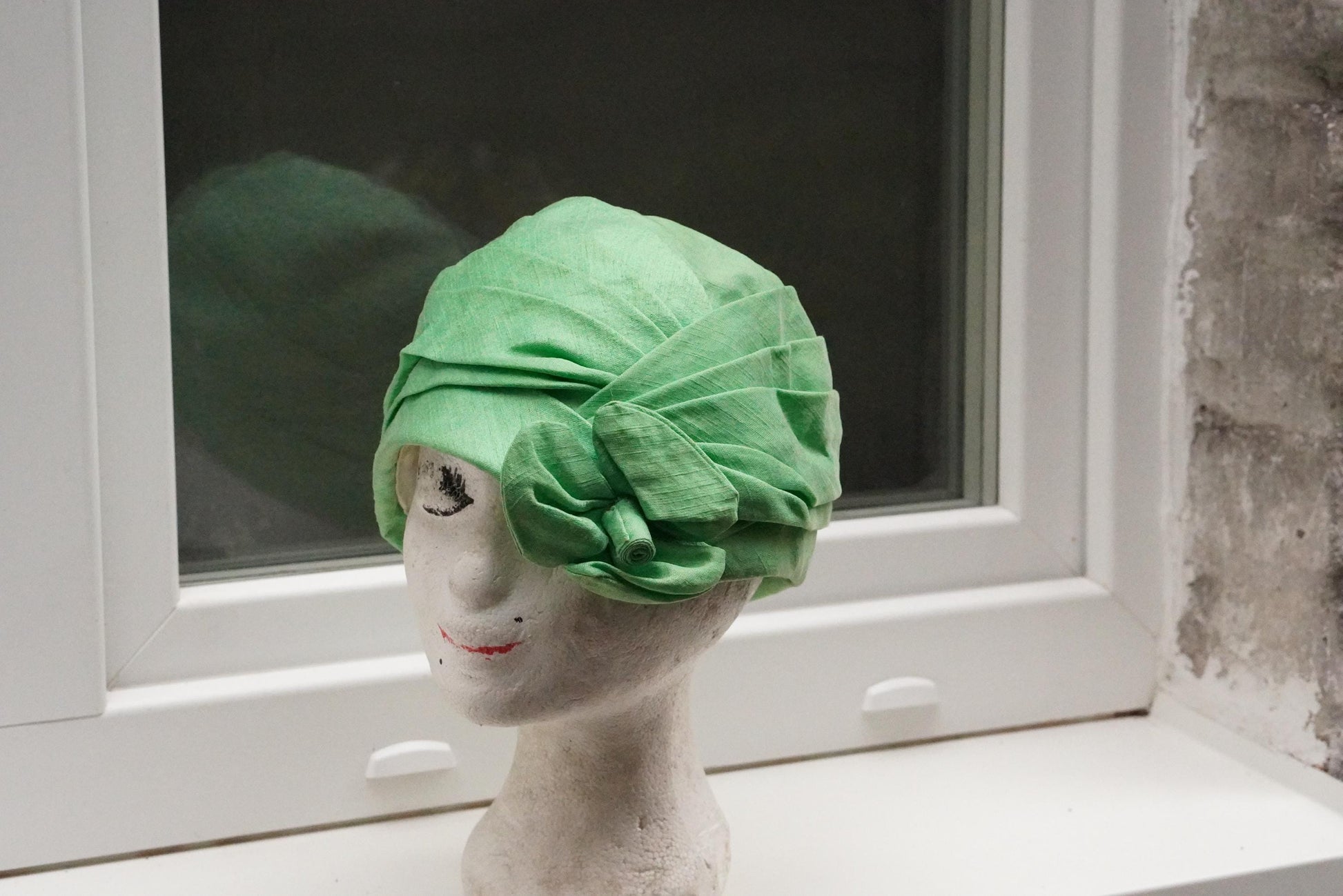Vintage Green Turban Hat 1950s | Draped Headpiece Retro Statement