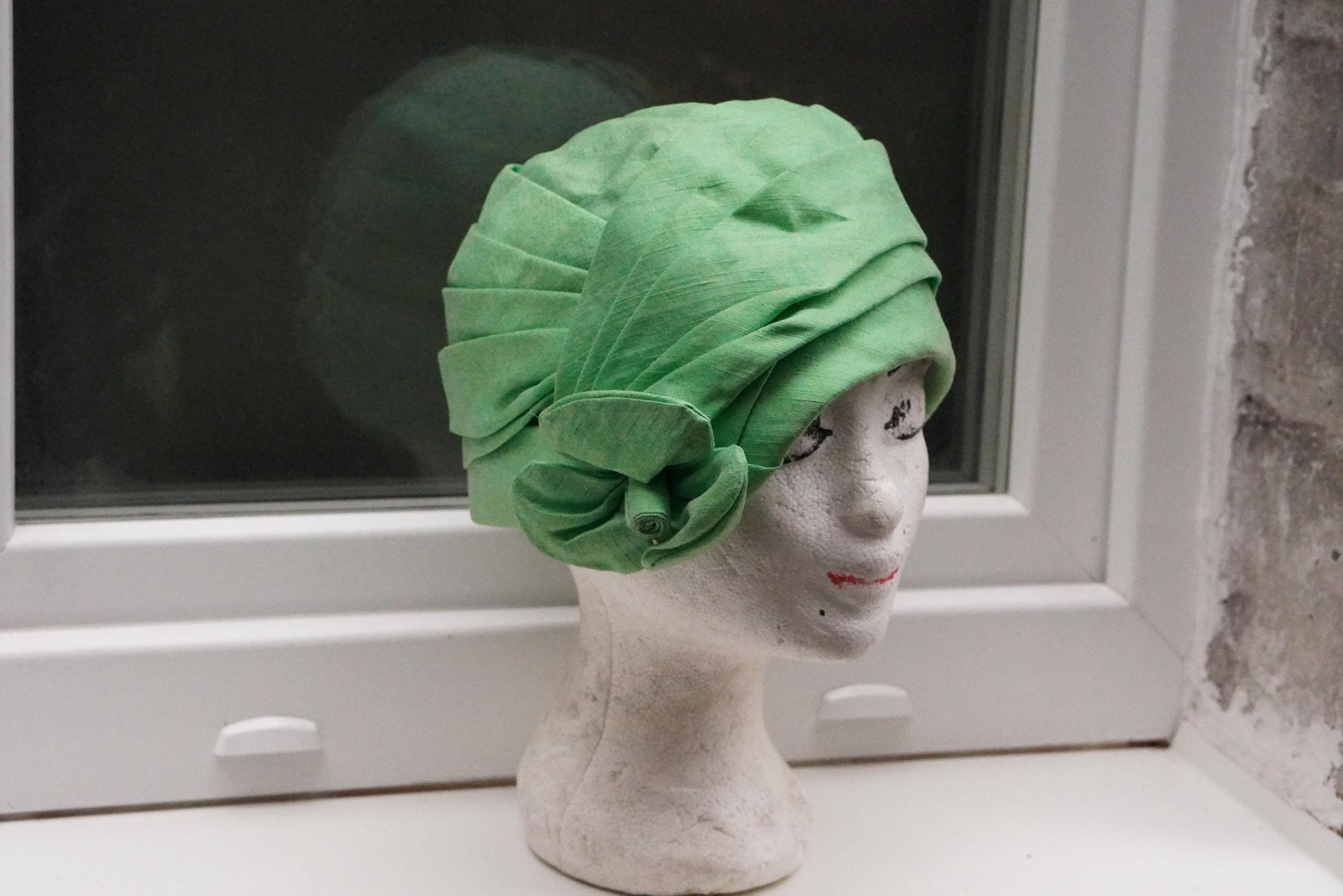 Vintage Green Turban Hat 1950s | Draped Headpiece Retro Statement