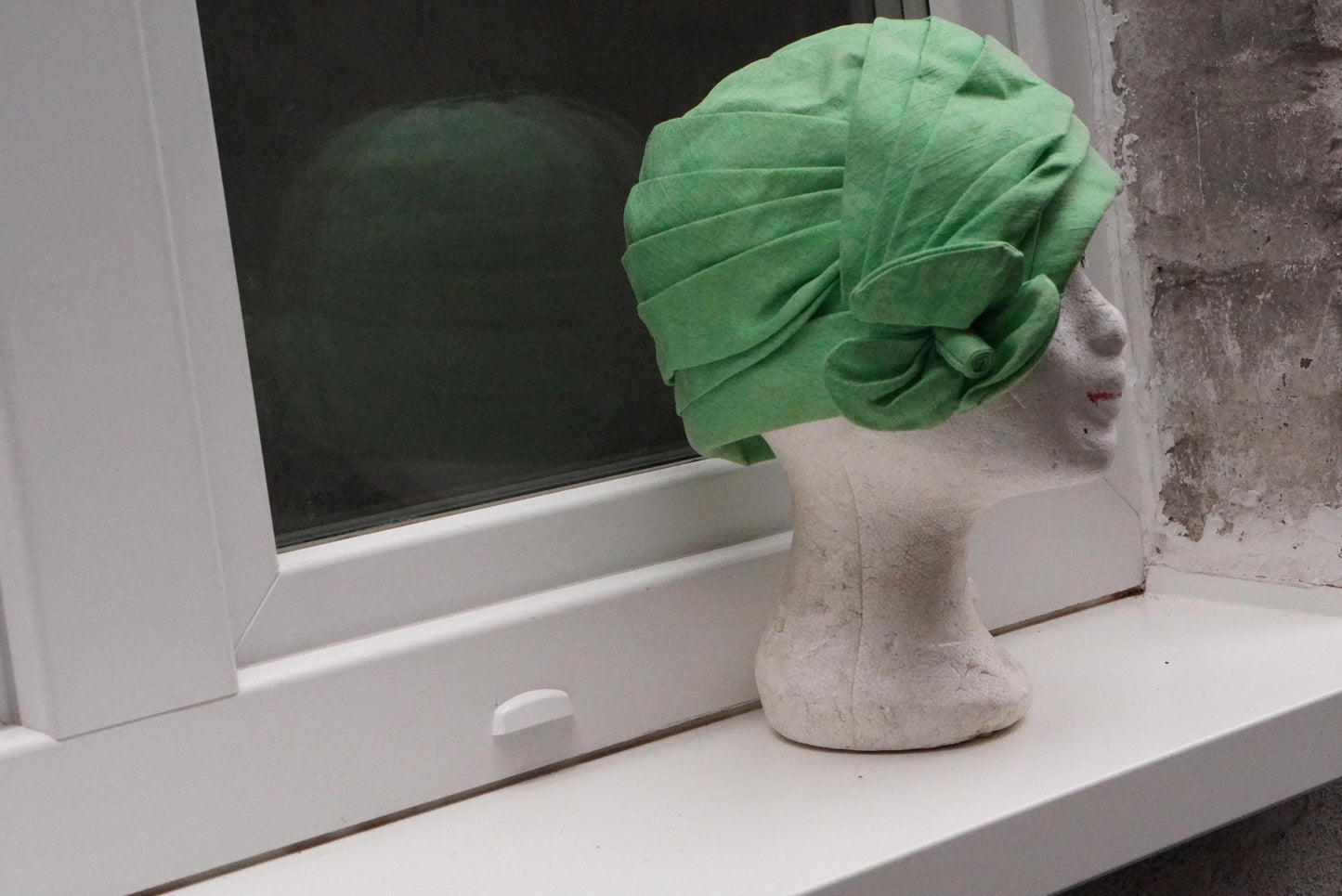 Vintage Green Turban Hat 1950s | Draped Headpiece Retro Statement