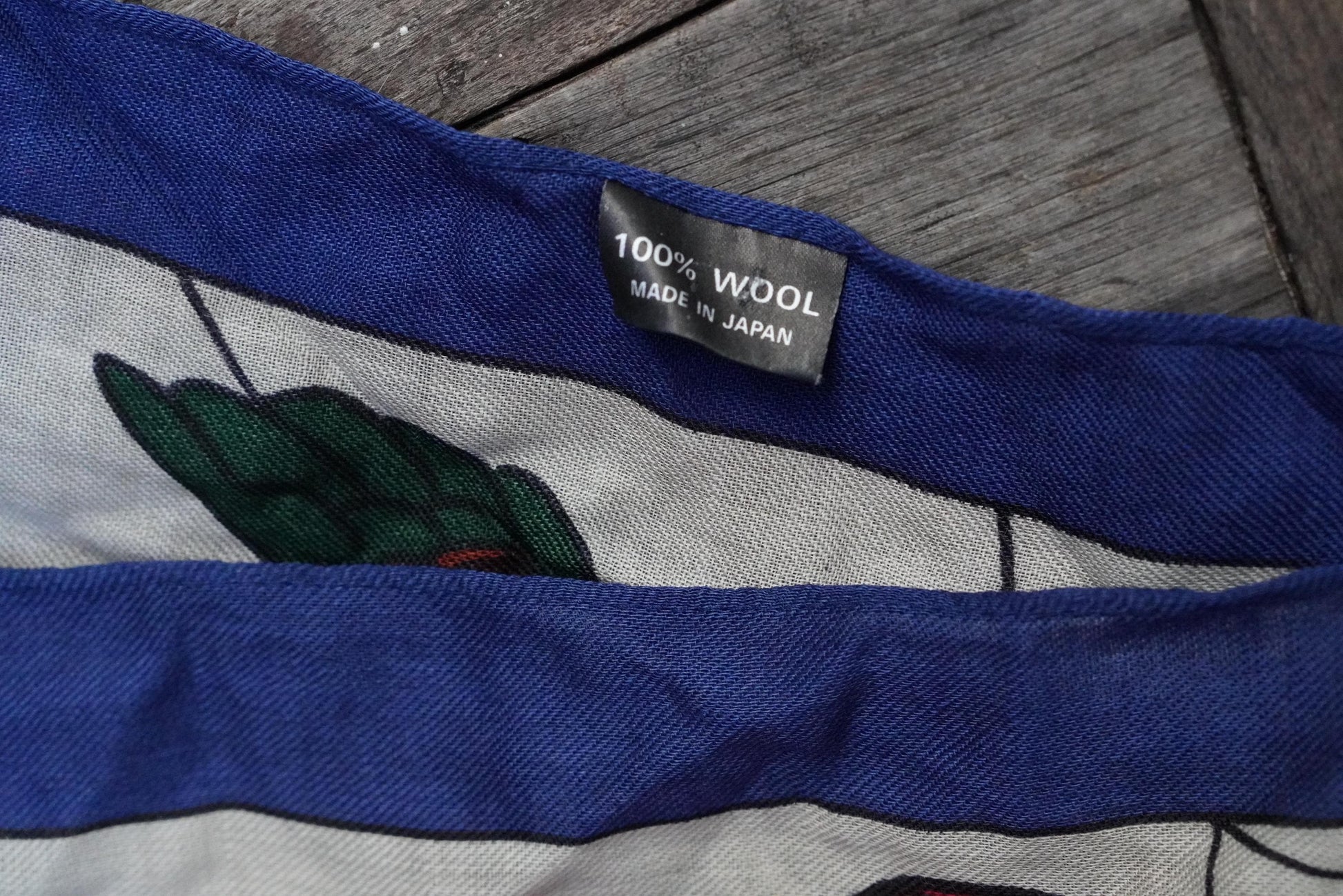 Vintage Nautical Map Scarf 100% Wool Made in Japan Blue Red Maritime World Map