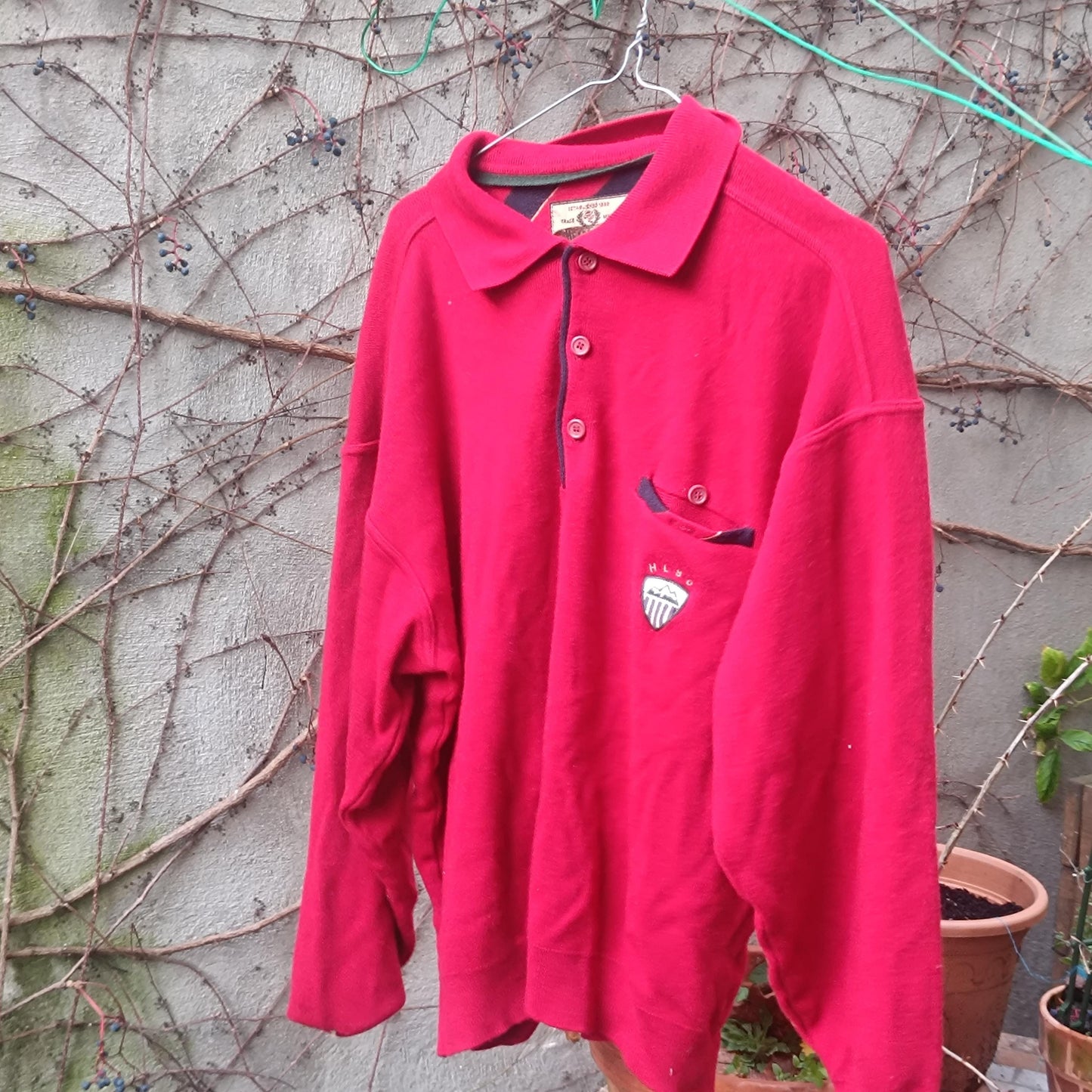 Vintage Red Polo Sweater XL| 90s Headlands Knit Jumper| Unisex Oversized Grandpa Core Men