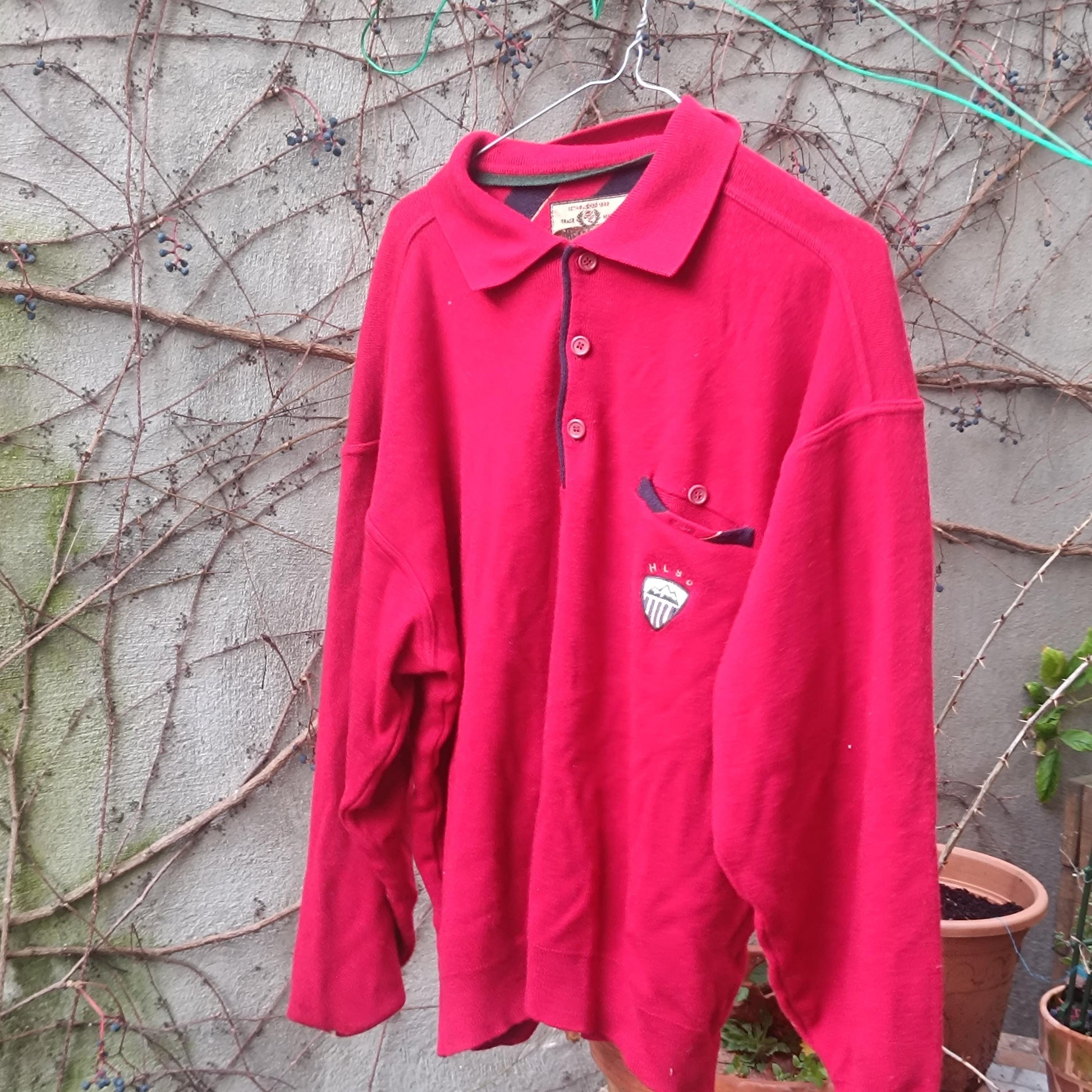 Vintage Red Polo Sweater XL| 90s Headlands Knit Jumper| Unisex Oversized Grandpa Core Men