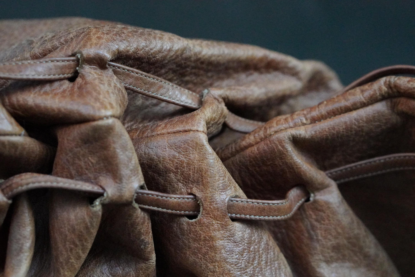 Vintage Brown Leather Tote Bag| Soft Leather Weekender with Woven Braid Side Detail