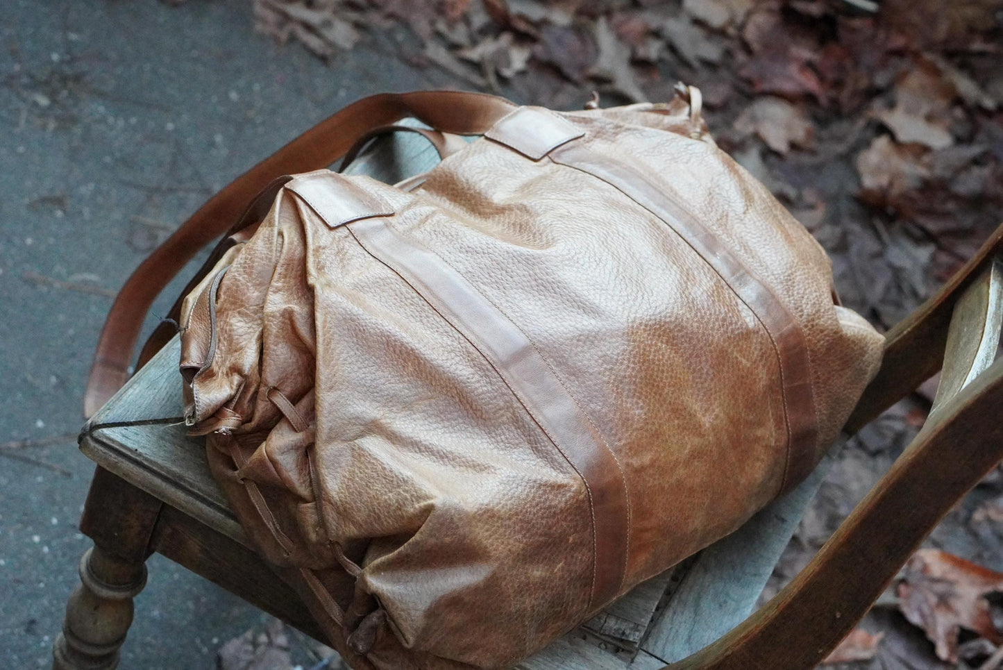 Vintage Brown Leather Tote Bag| Soft Leather Weekender with Woven Braid Side Detail