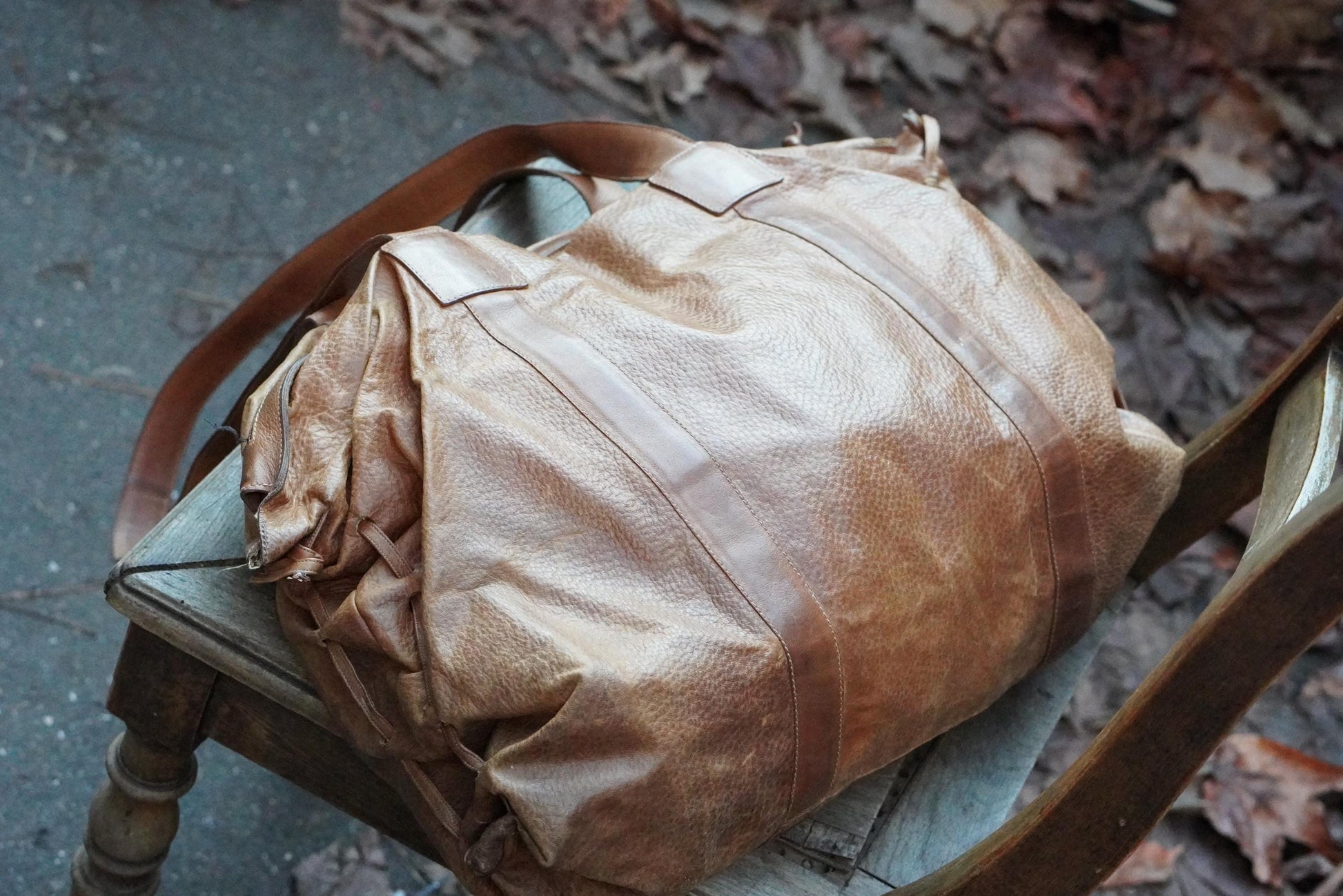 Vintage Brown Leather Tote Bag| Soft Leather Weekender with Woven Braid Side Detail