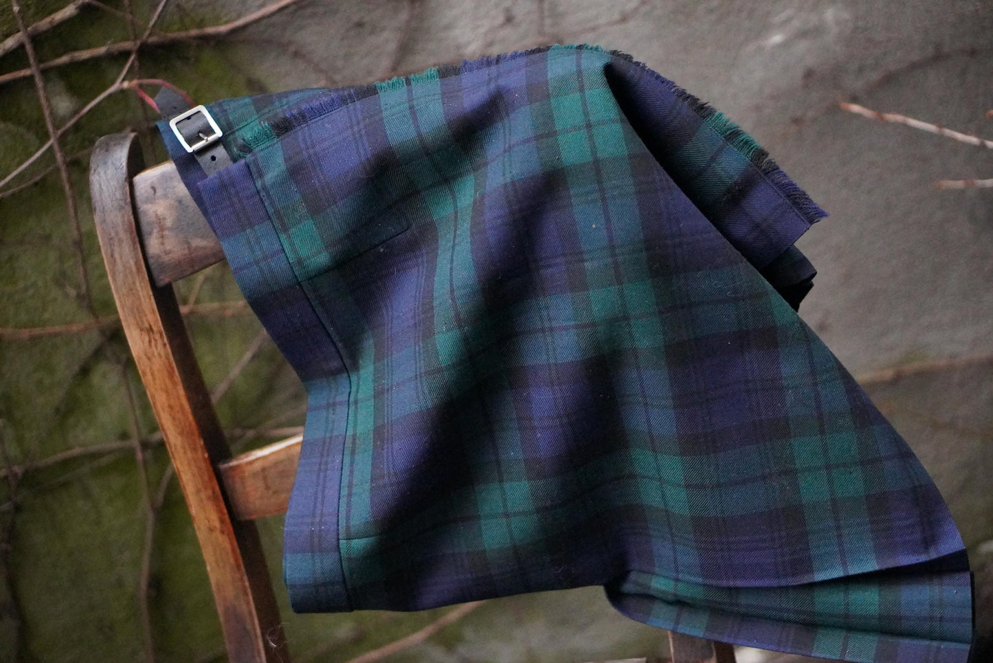 Vintage James Pringle Plaid Skirt | Scotland Wool Blend | Pleated Back Tartan